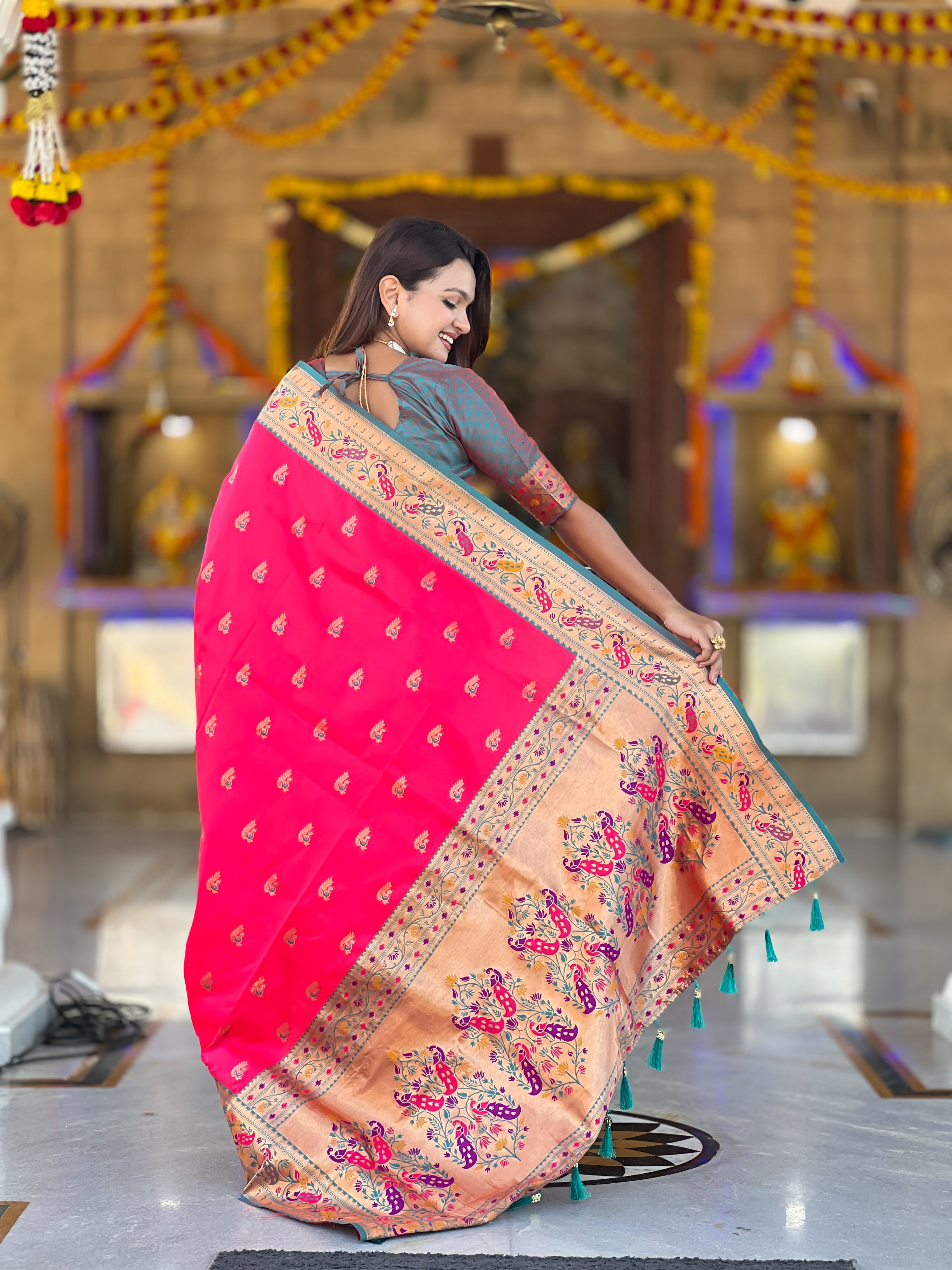 Rani Pink Wedding Wear Soft Paithani Silk Saree