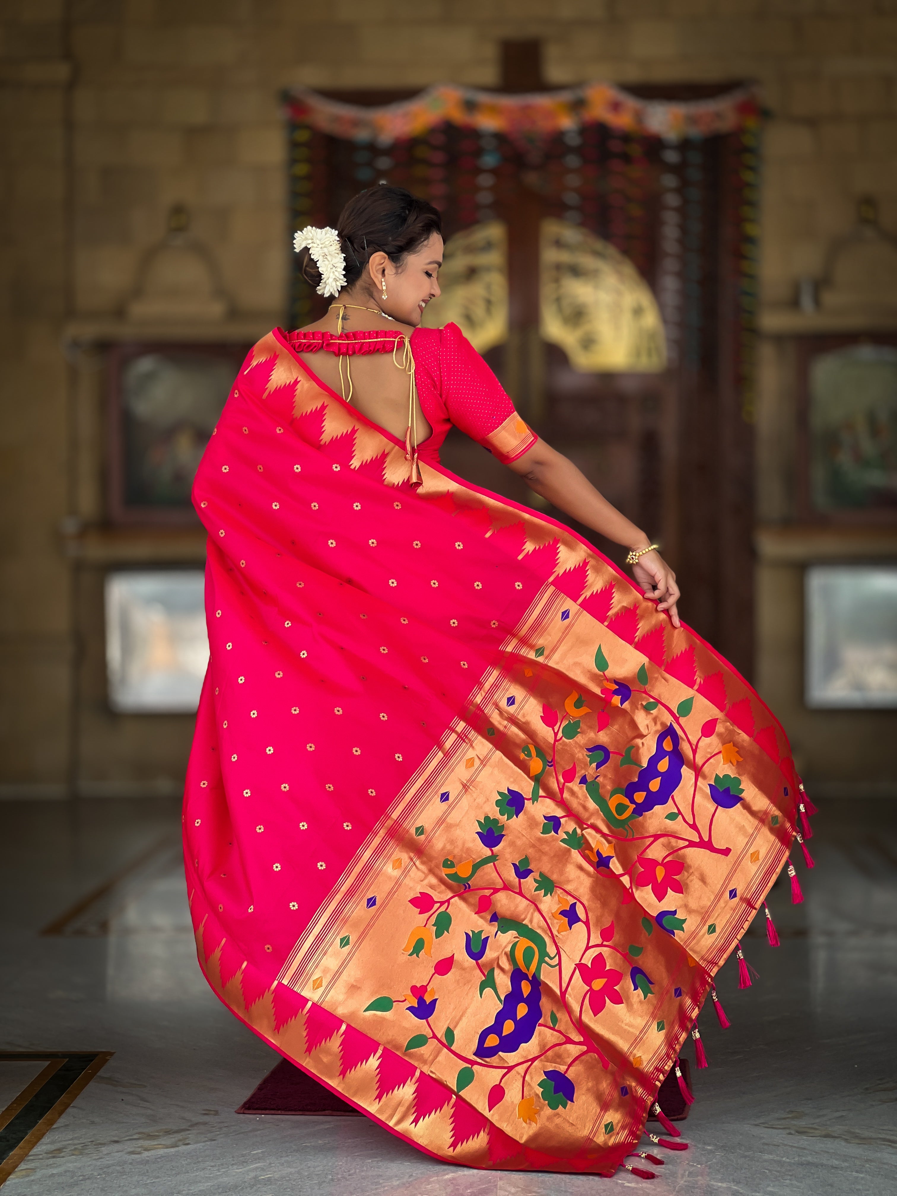 Rani Pink Wedding Wear Soft Paithani Silk Saree