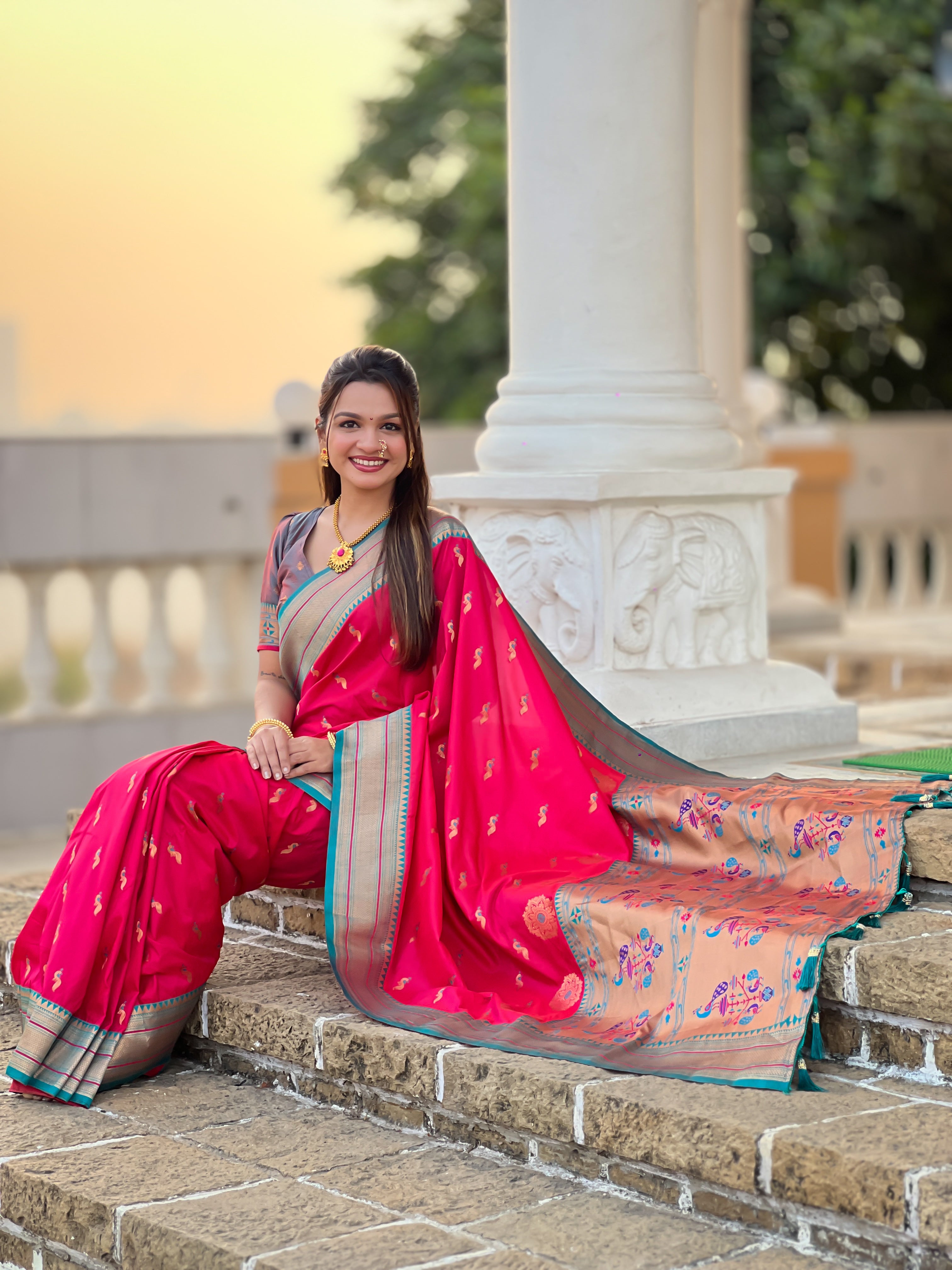 Rani Pink Wedding Wear Soft Paithani Silk Saree