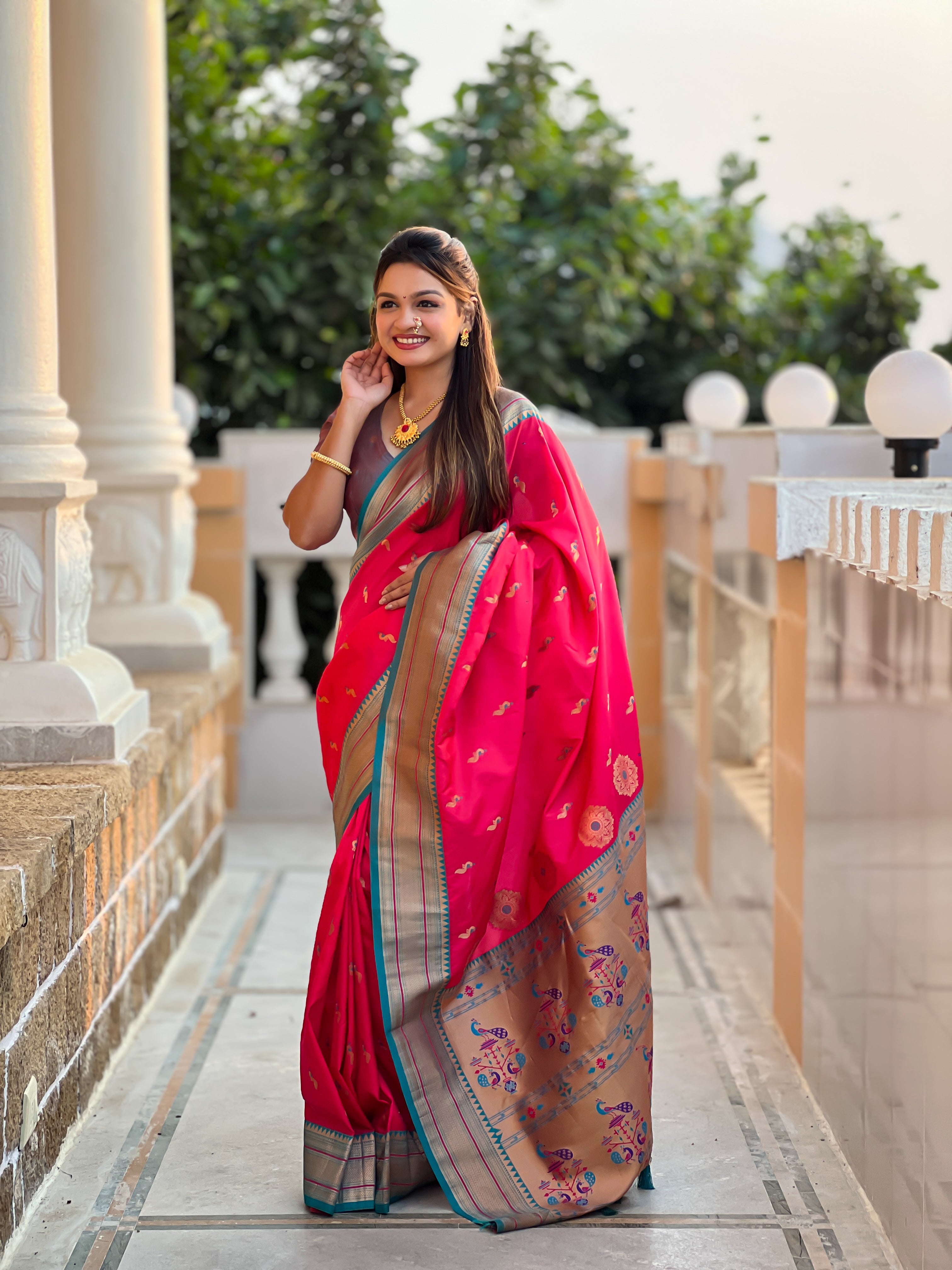 Rani Pink Wedding Wear Soft Paithani Silk Saree