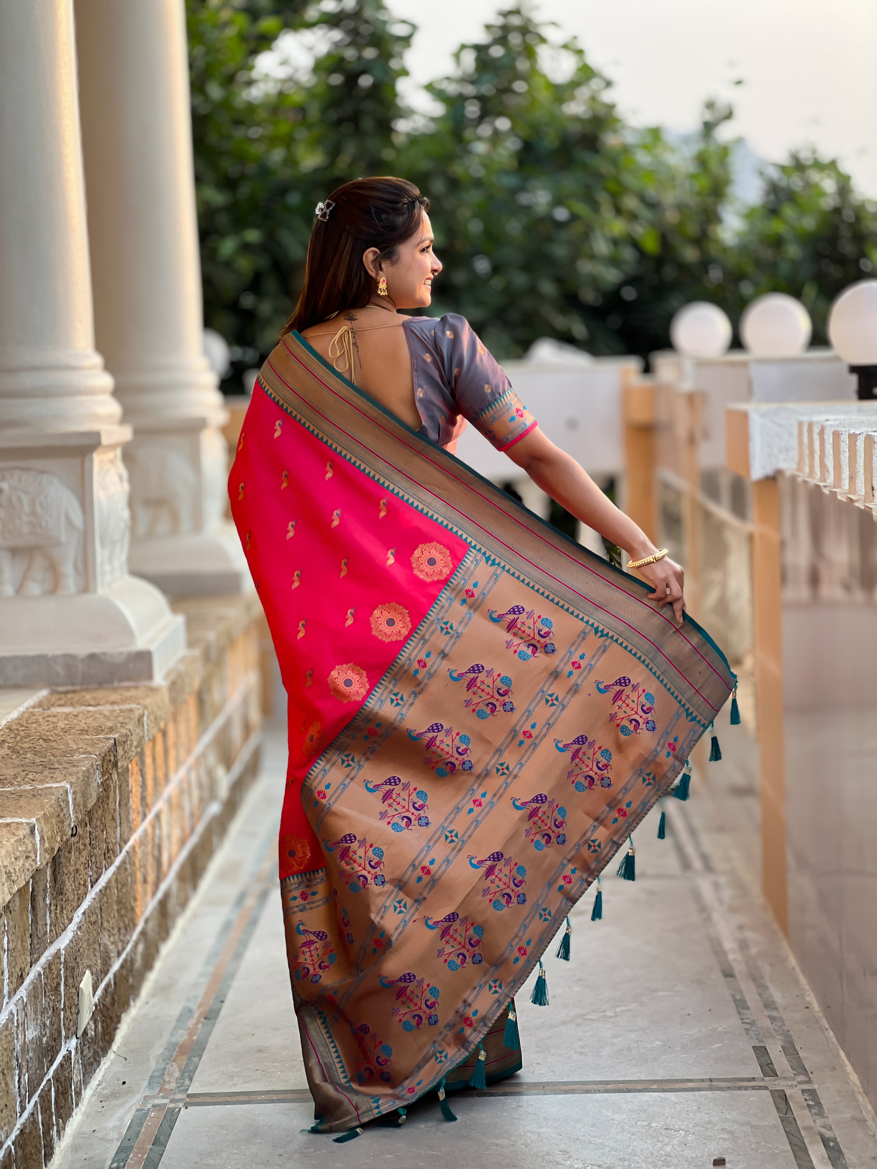 Rani Pink Wedding Wear Soft Paithani Silk Saree
