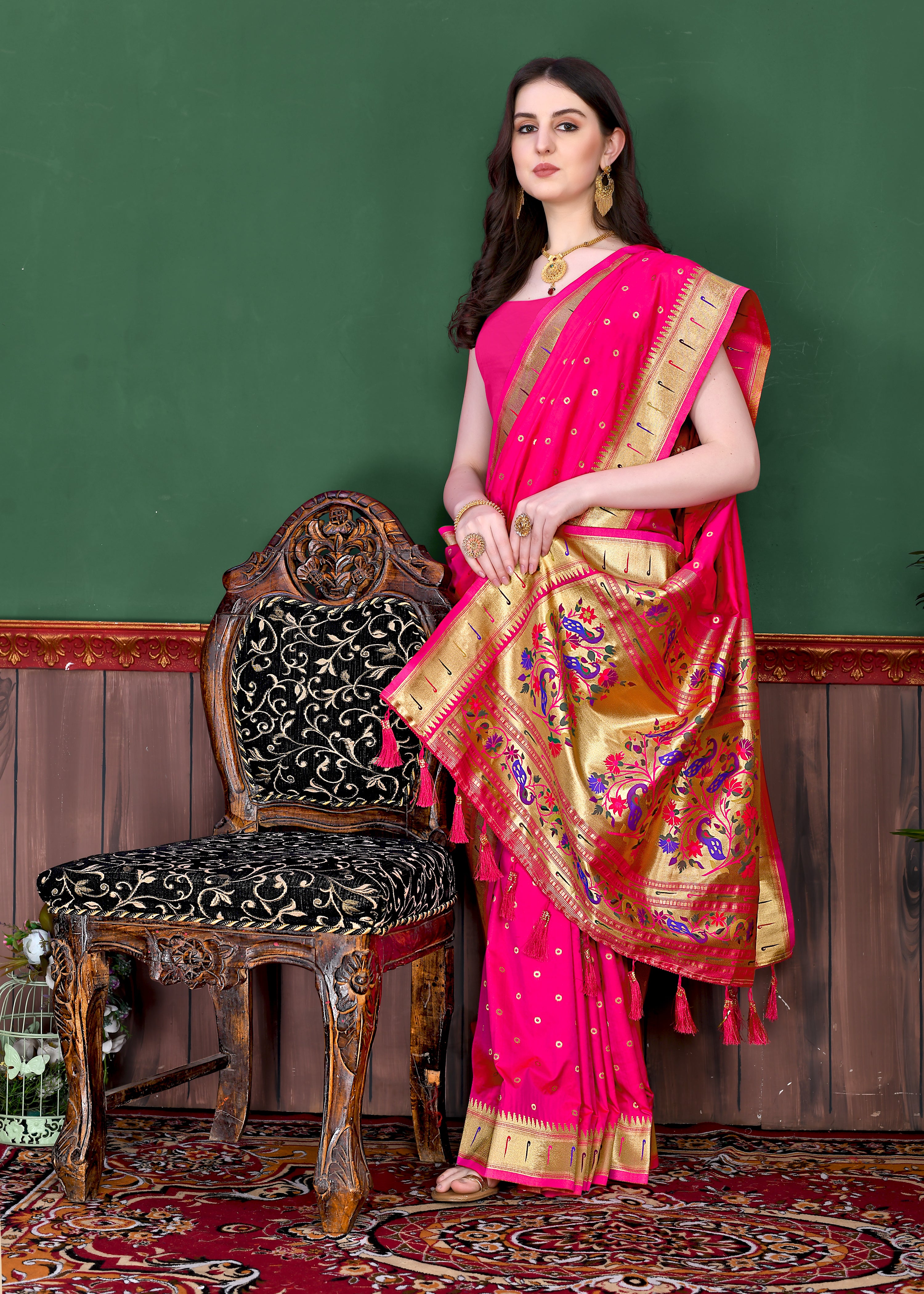 Rani Pink Wedding Wear Soft Paithani Silk Saree