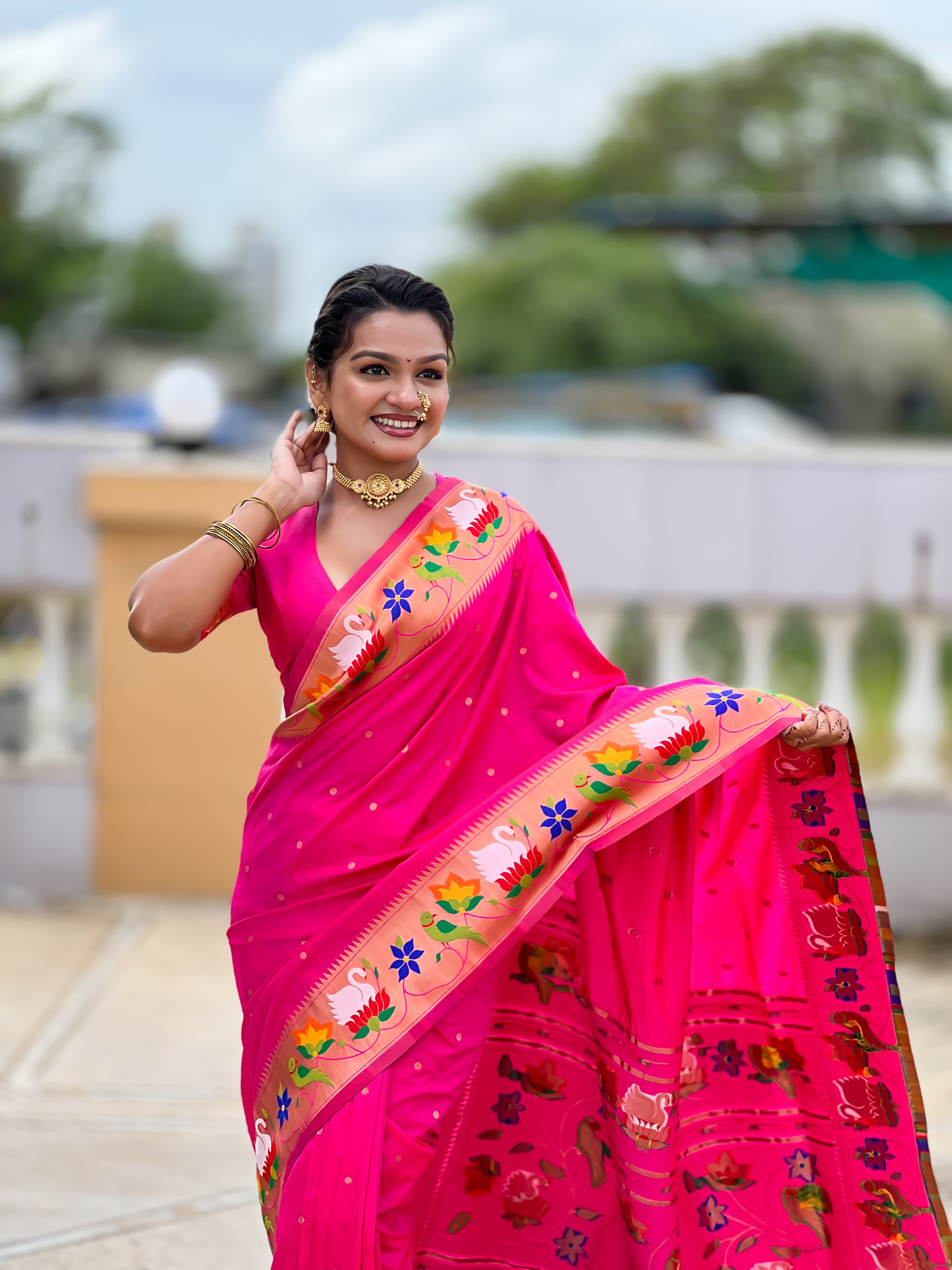 Rani Pink Wedding Wear Soft Paithani Silk Saree