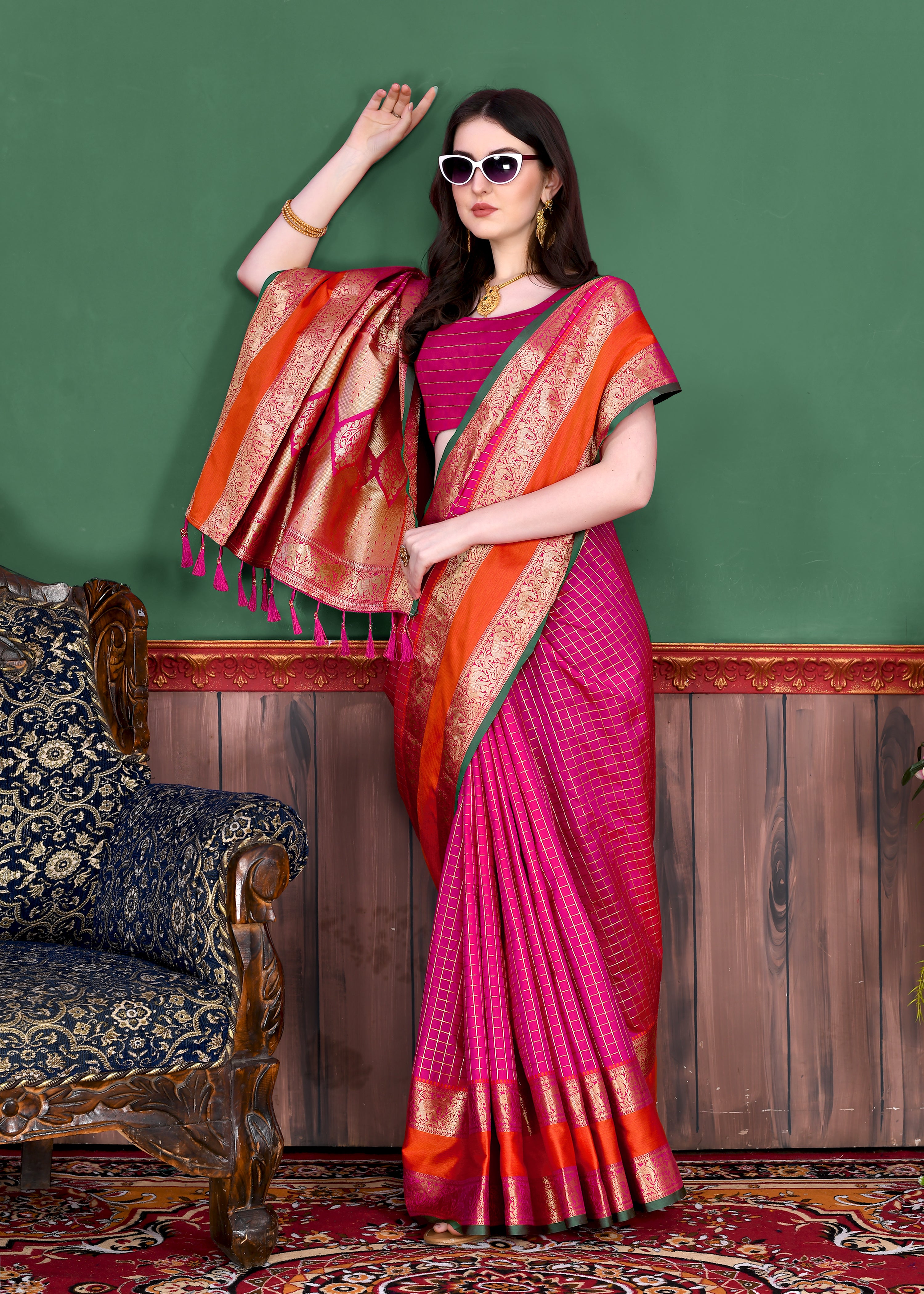 Rani Pink Wedding Wear Soft Silk Saree