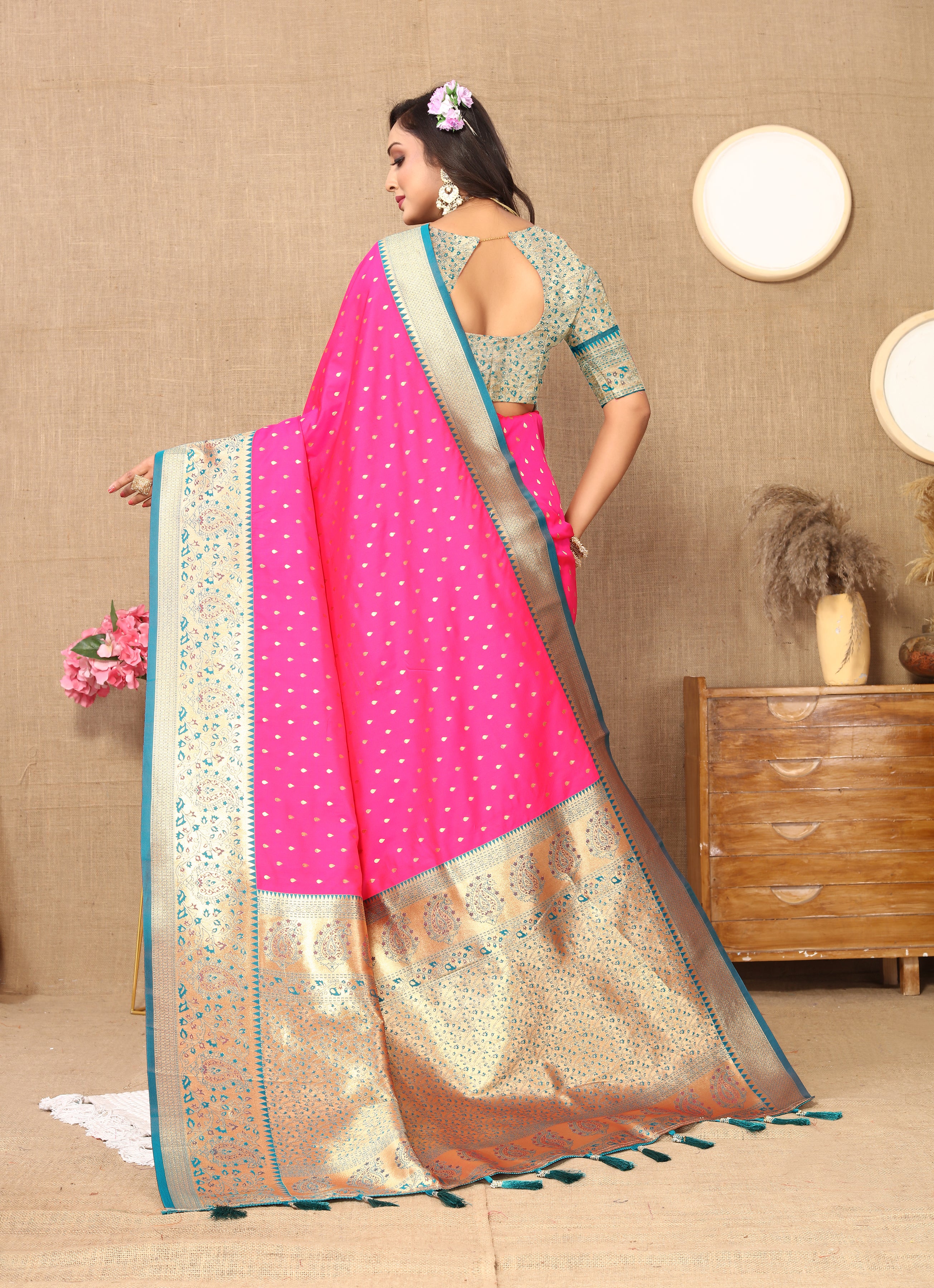 Rani Pink Wedding Wear Soft Silk Saree
