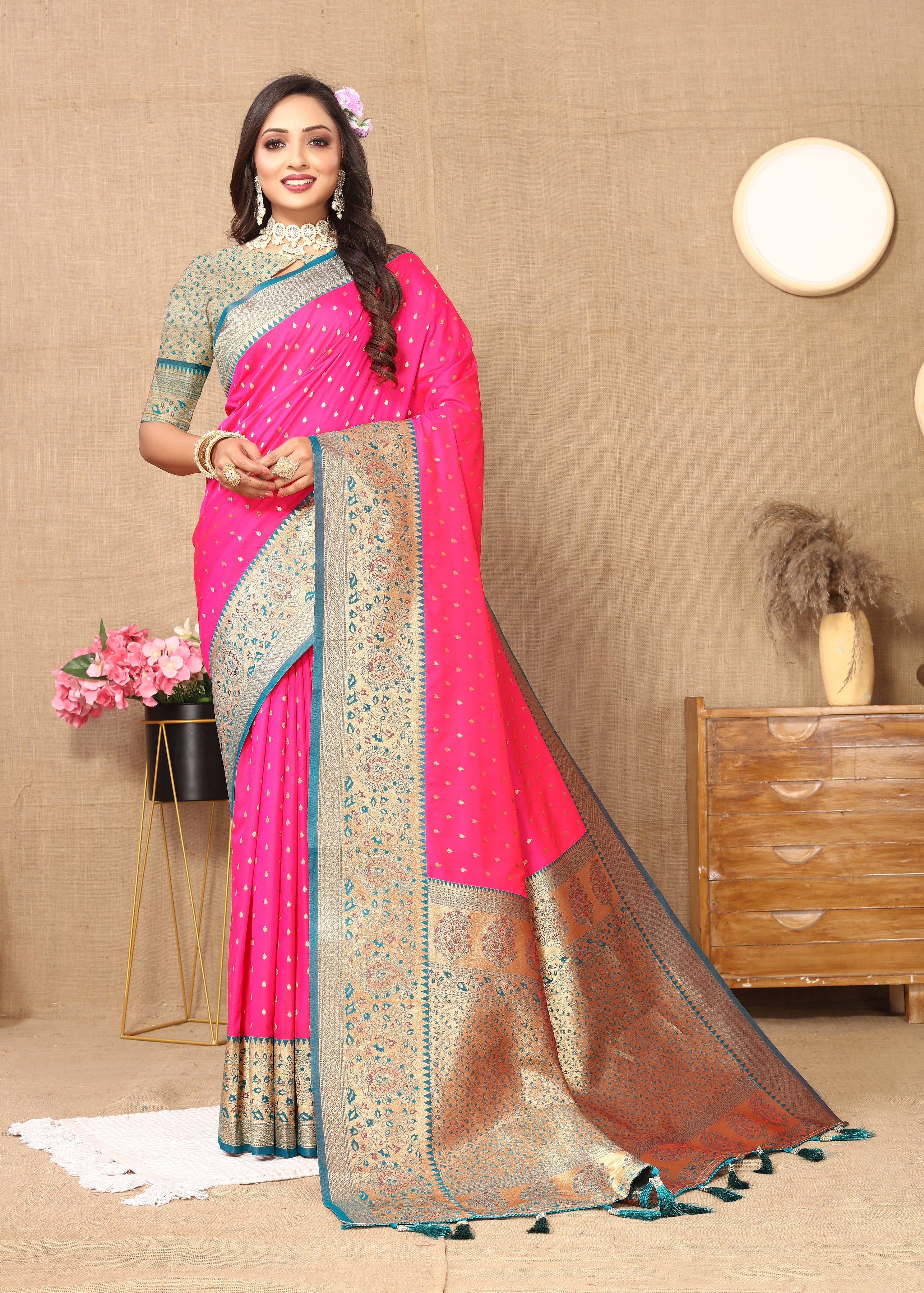 Rani Pink Wedding Wear Soft Silk Saree