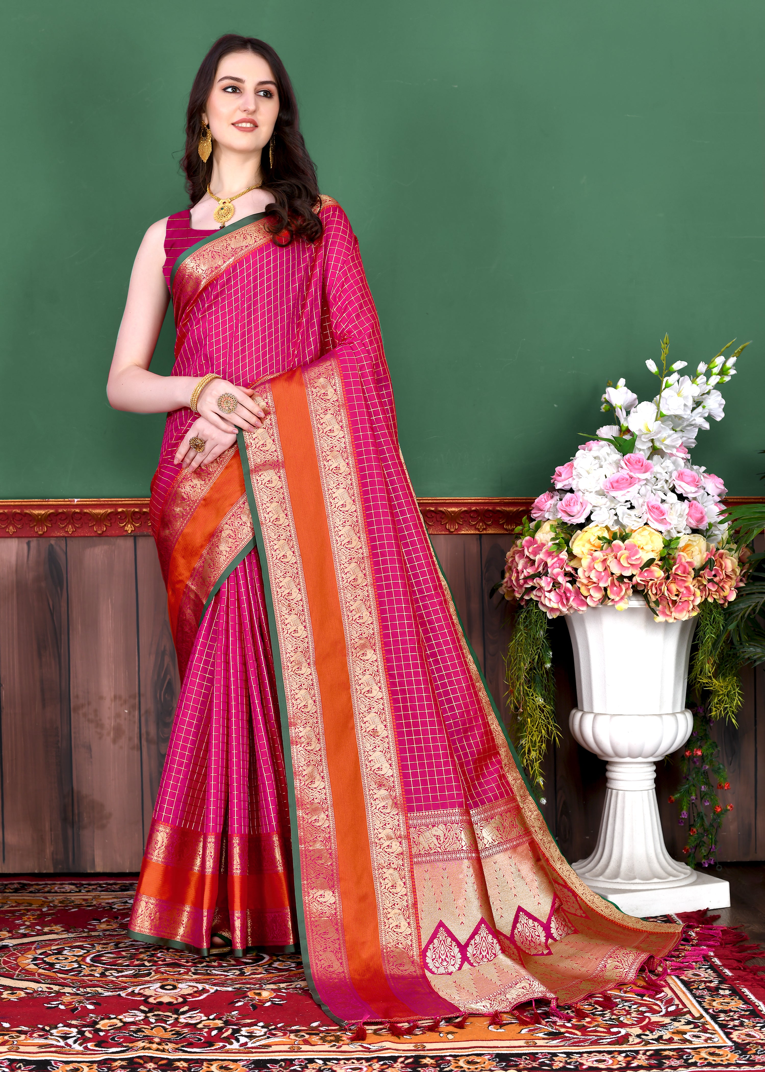 Rani Pink Wedding Wear Soft Silk Saree