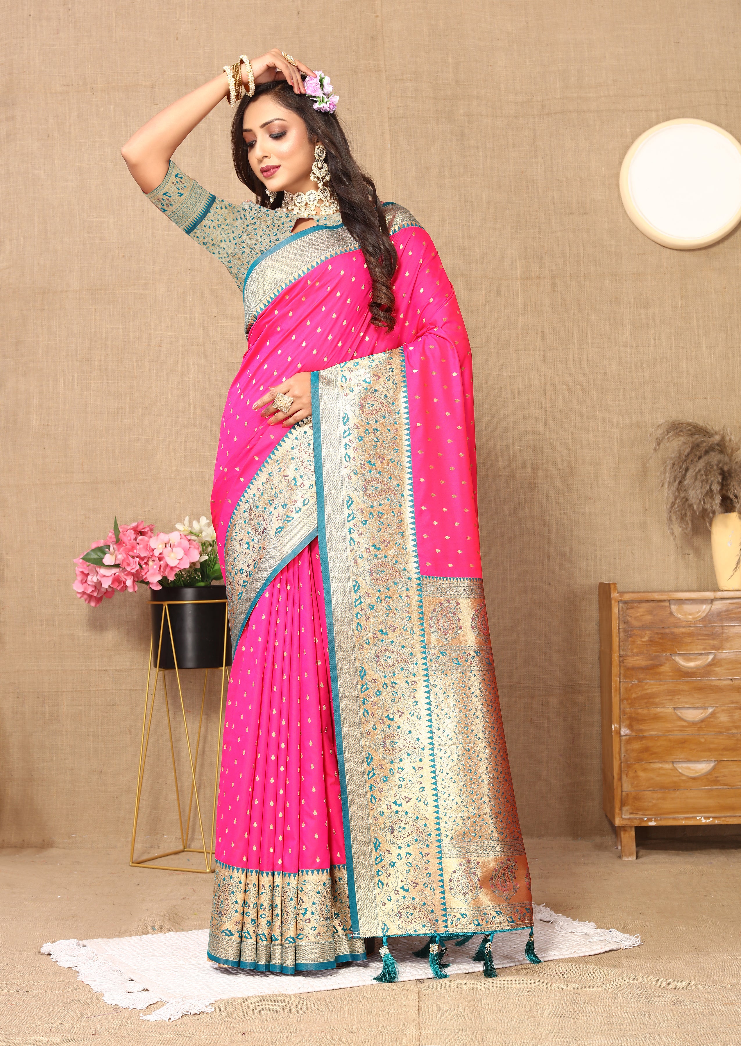 Rani Pink Wedding Wear Soft Silk Saree