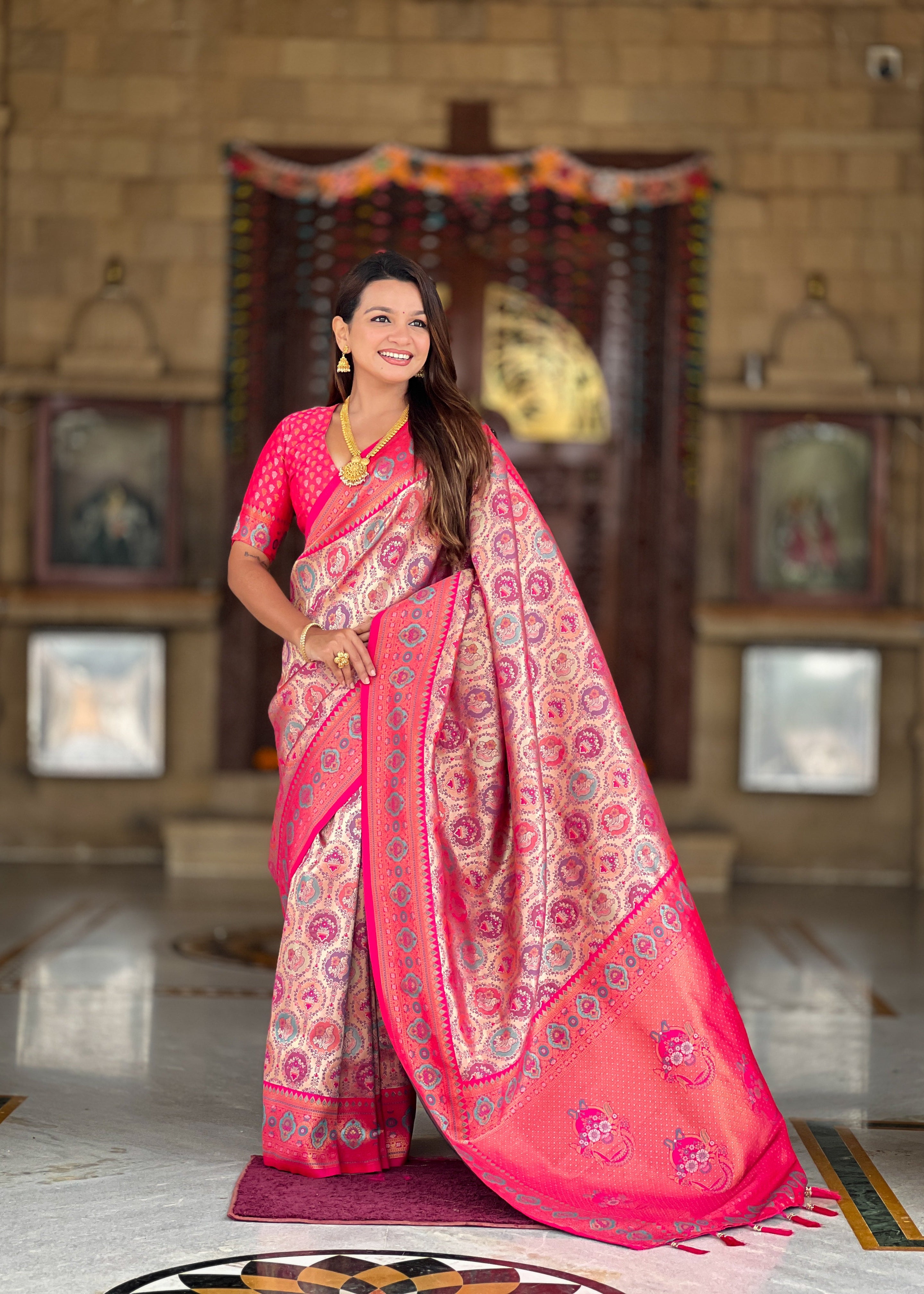 Rani Soft Kanjivaram Paithani Silk Saree
