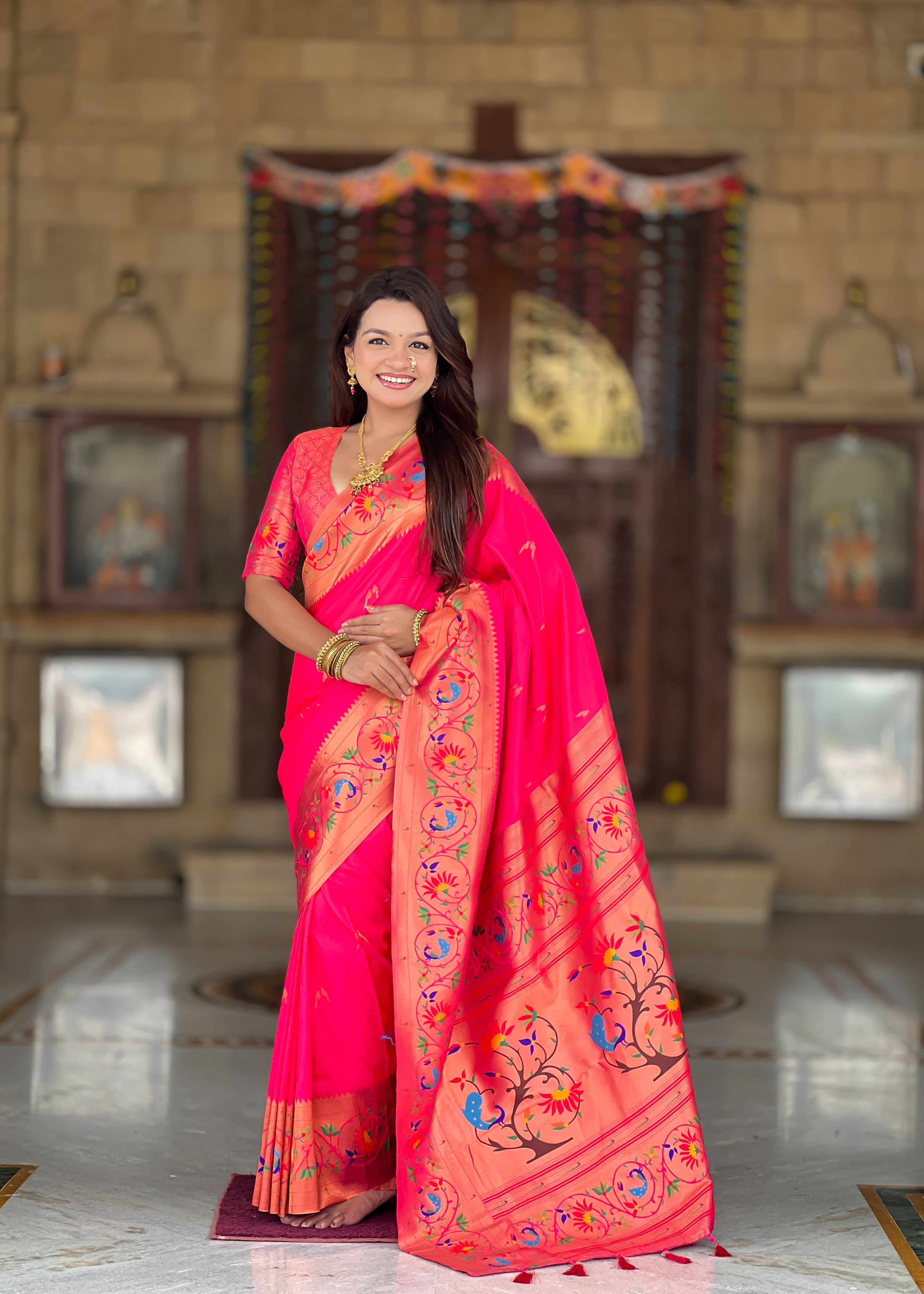 Rani Wedding Wear Soft Paithani Silk Saree