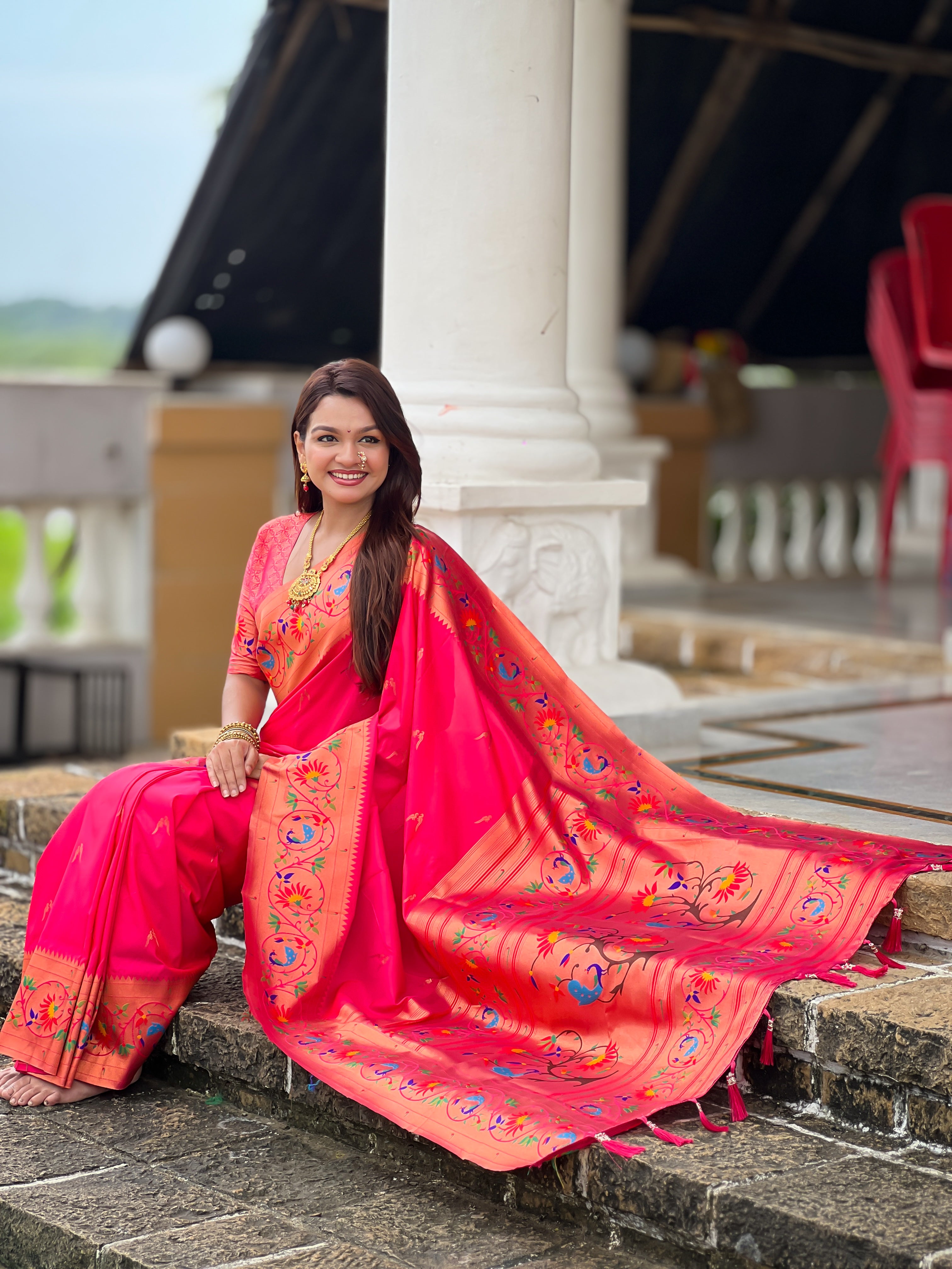 Rani Wedding Wear Soft Paithani Silk Saree