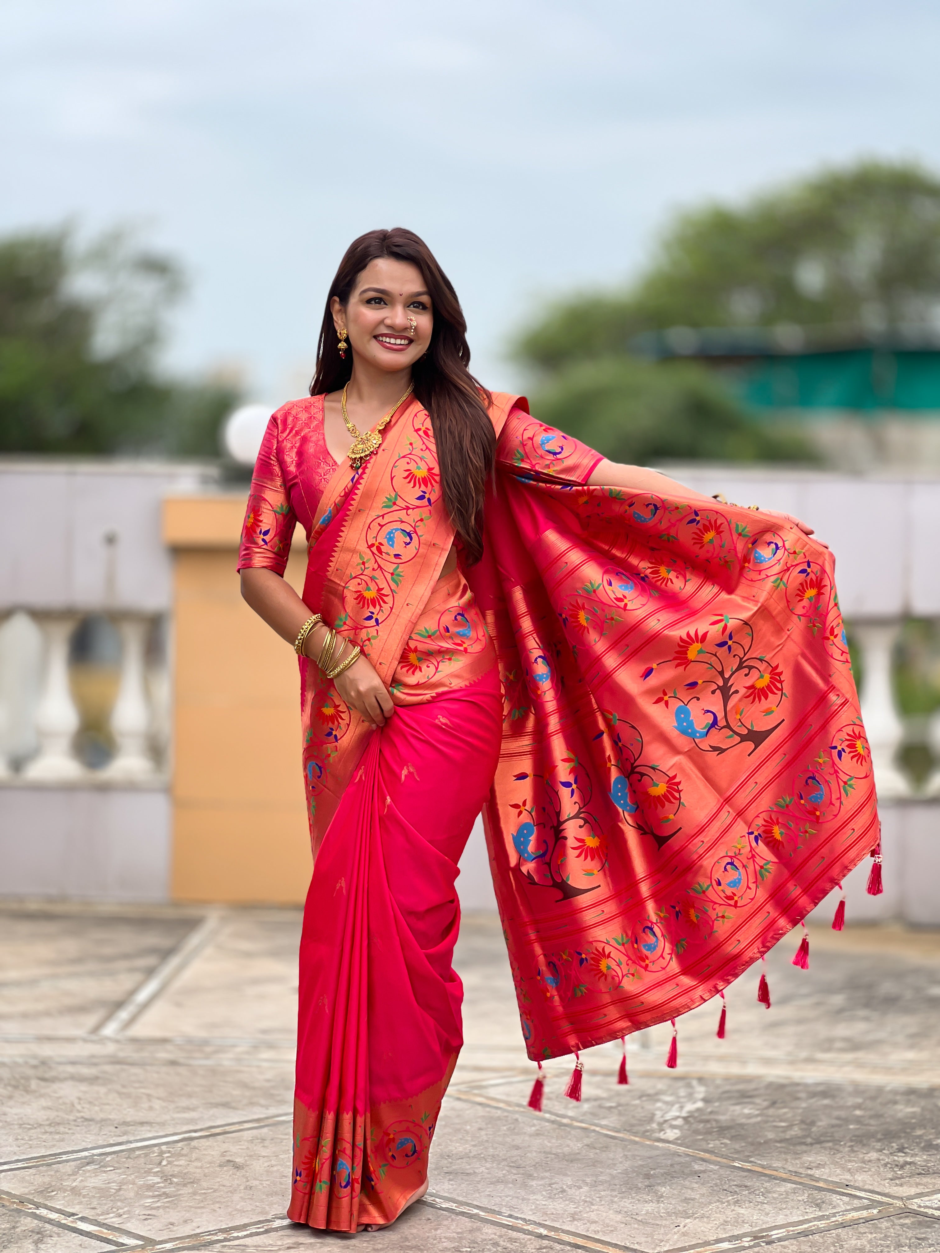 Rani Wedding Wear Soft Paithani Silk Saree