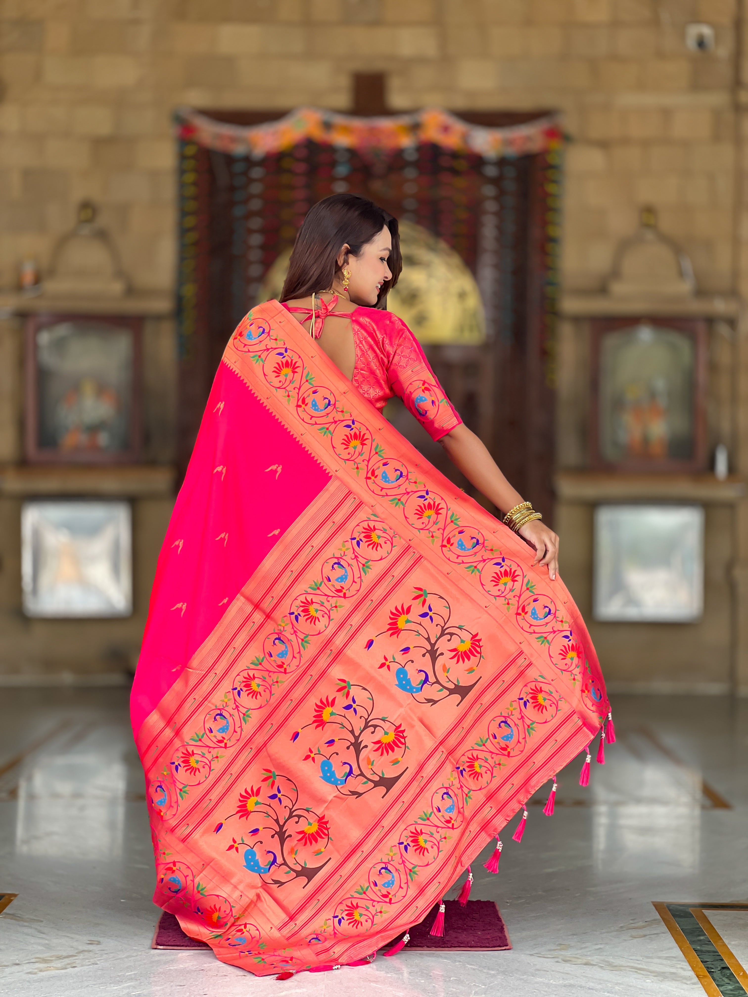 Rani Wedding Wear Soft Paithani Silk Saree