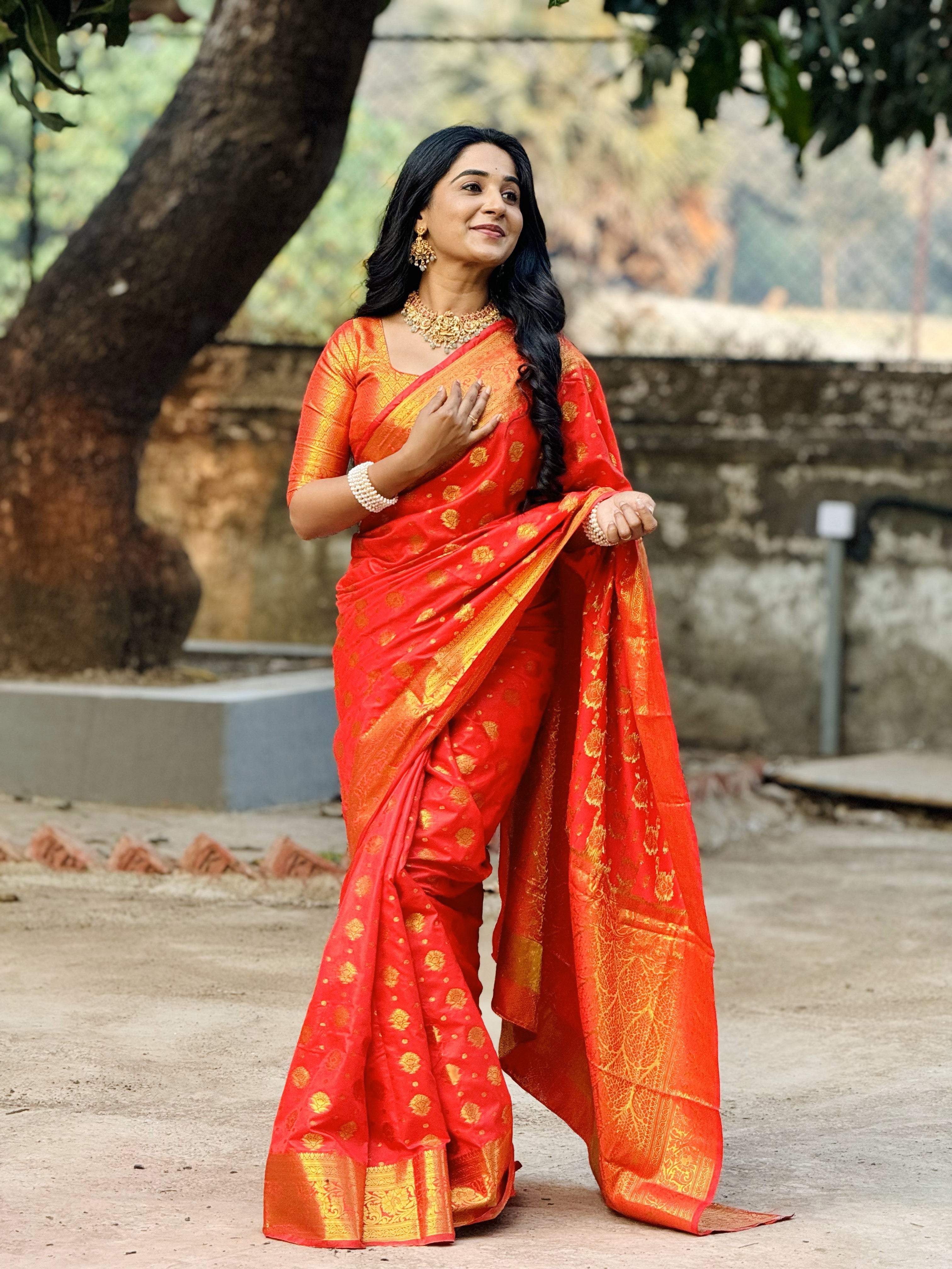Red Banarasi Soft Silk Saree