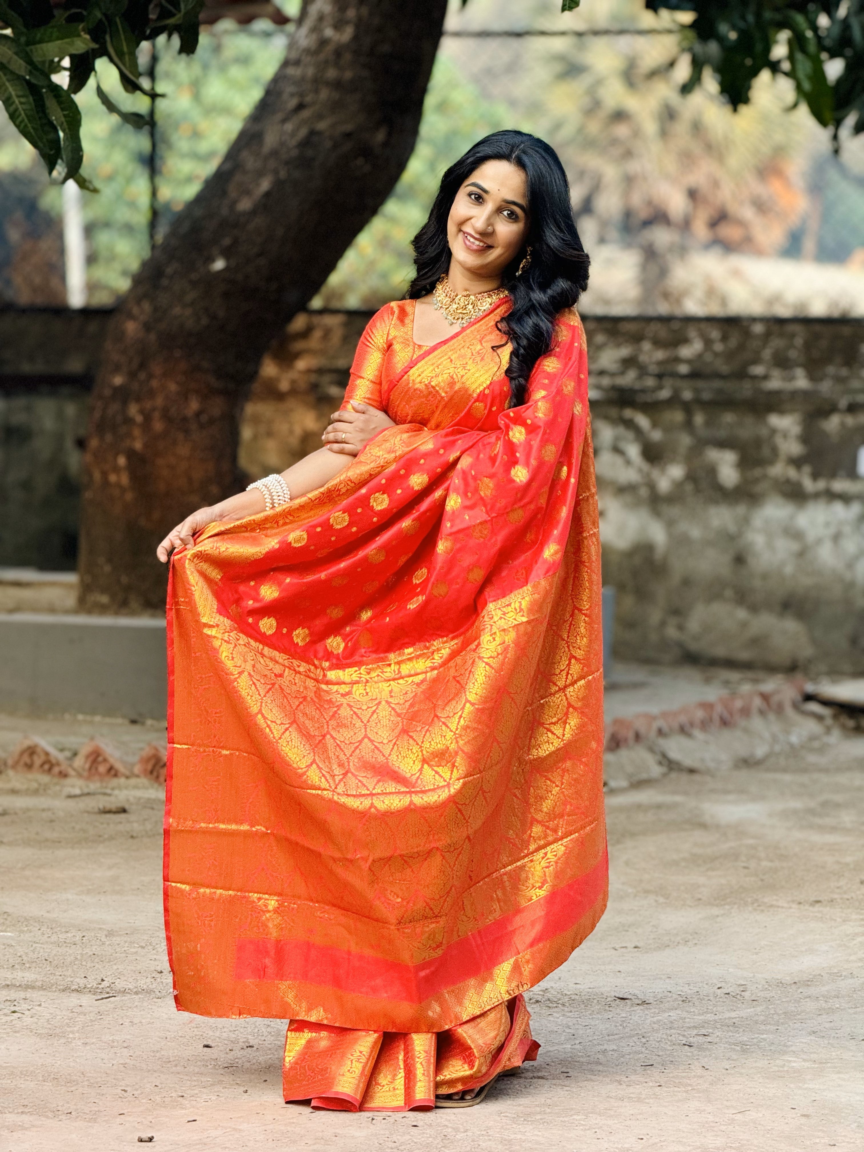 Red Banarasi Soft Silk Saree