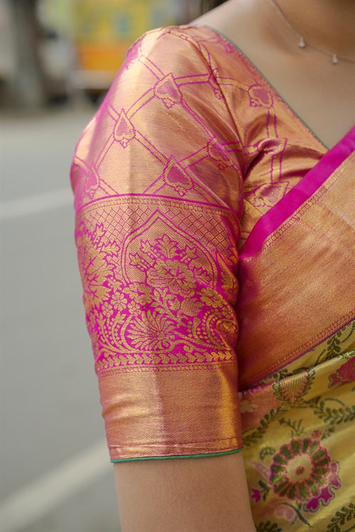 Red Green Bridal Kanjivaram Semi Silk Saree