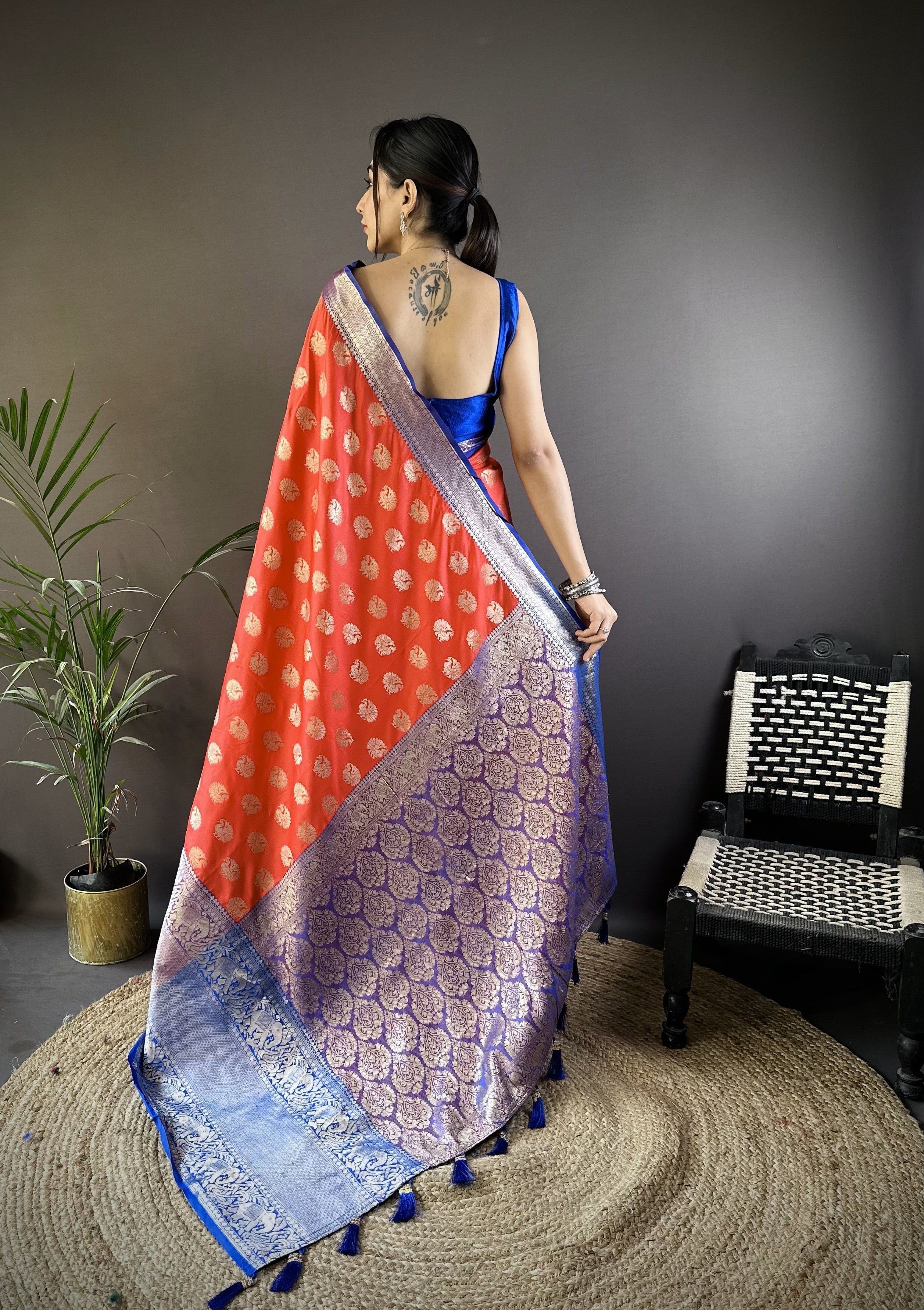 Red Handloom Kanjivaram Katan Silk Saree