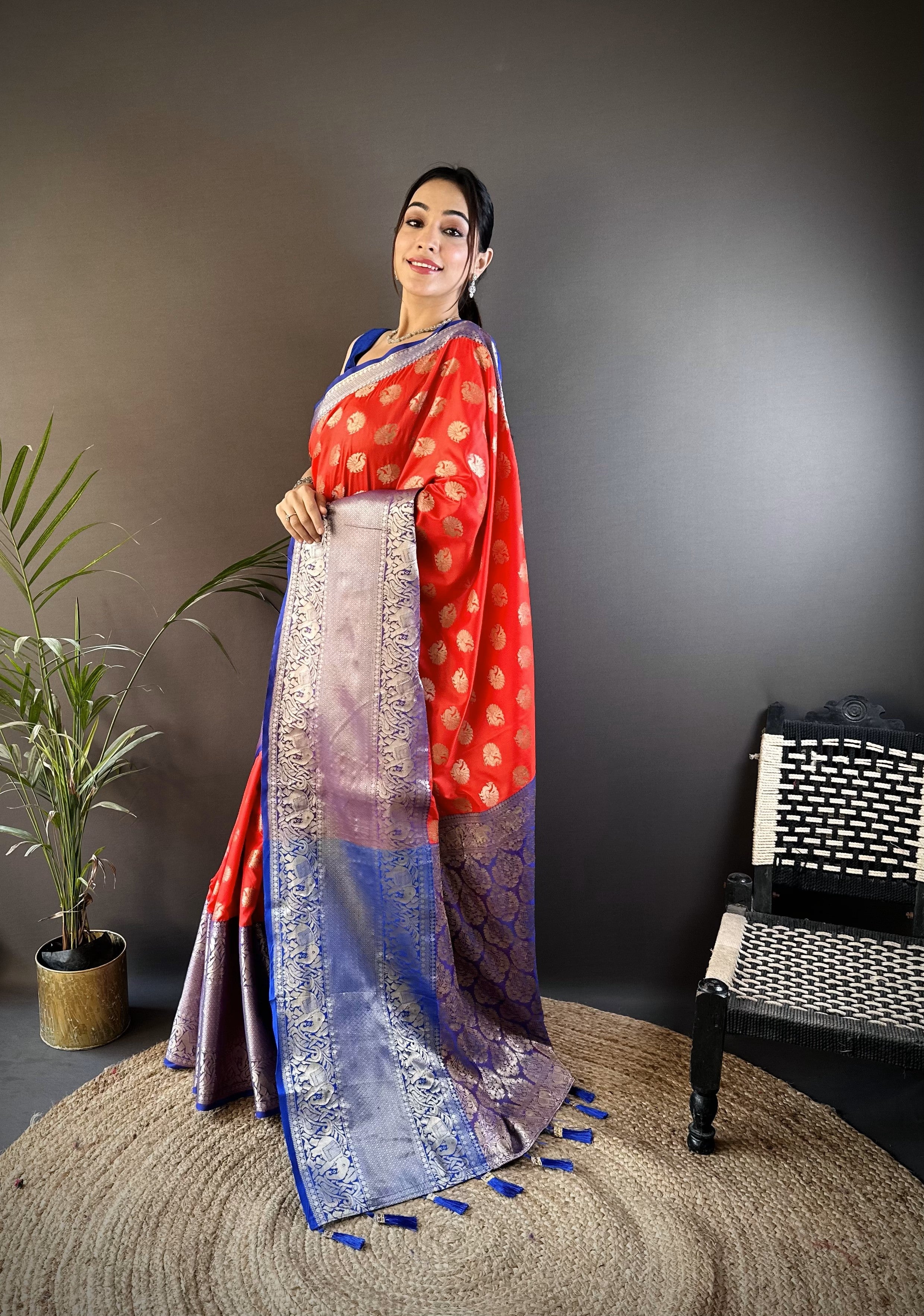 Red Handloom Kanjivaram Katan Silk Saree