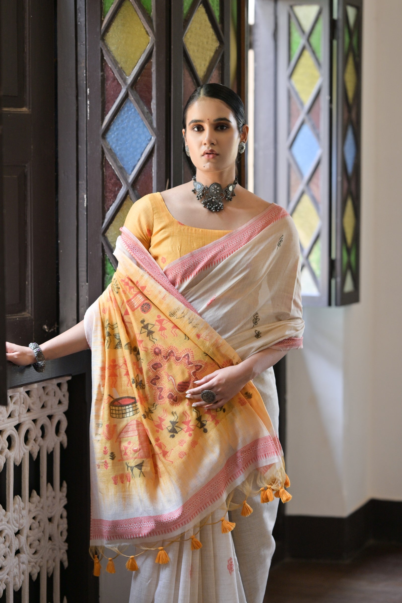 Red Muga Cotton Saree