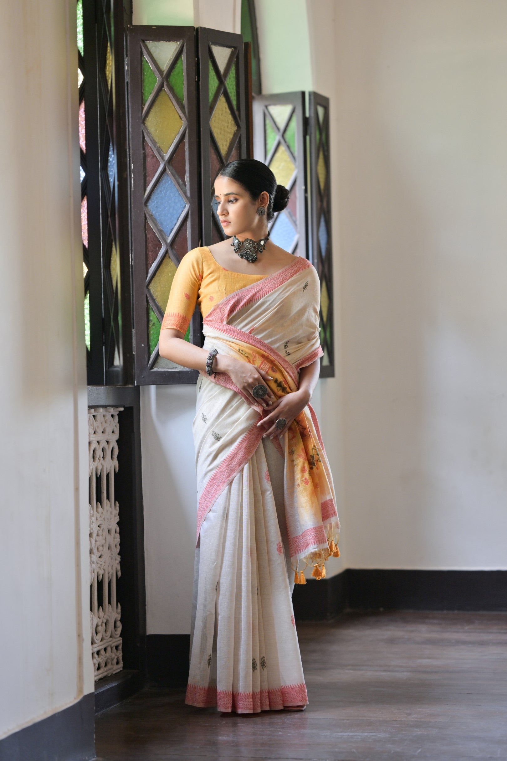 Red Muga Cotton Saree