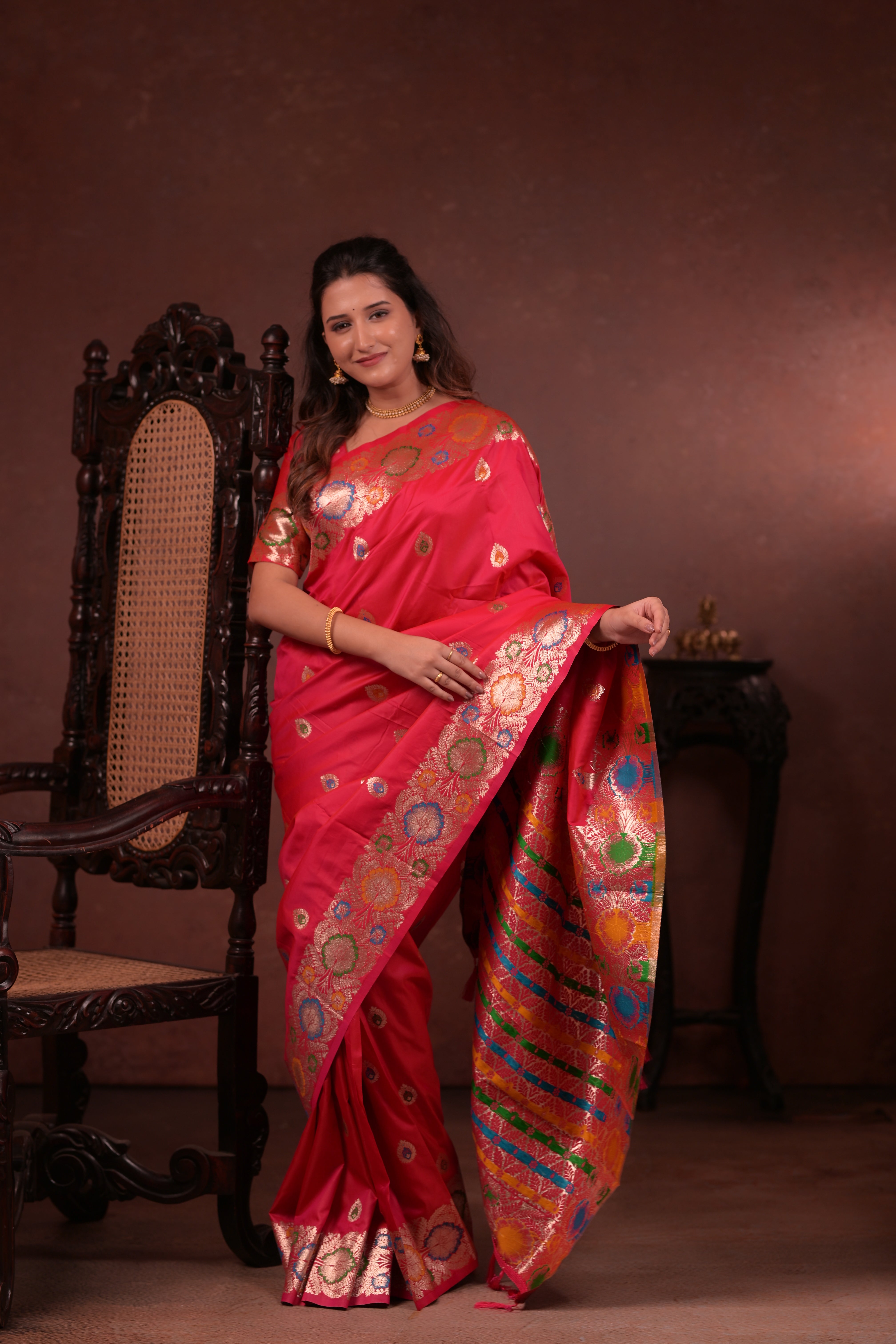 Red Paithani Woven Silk Saree