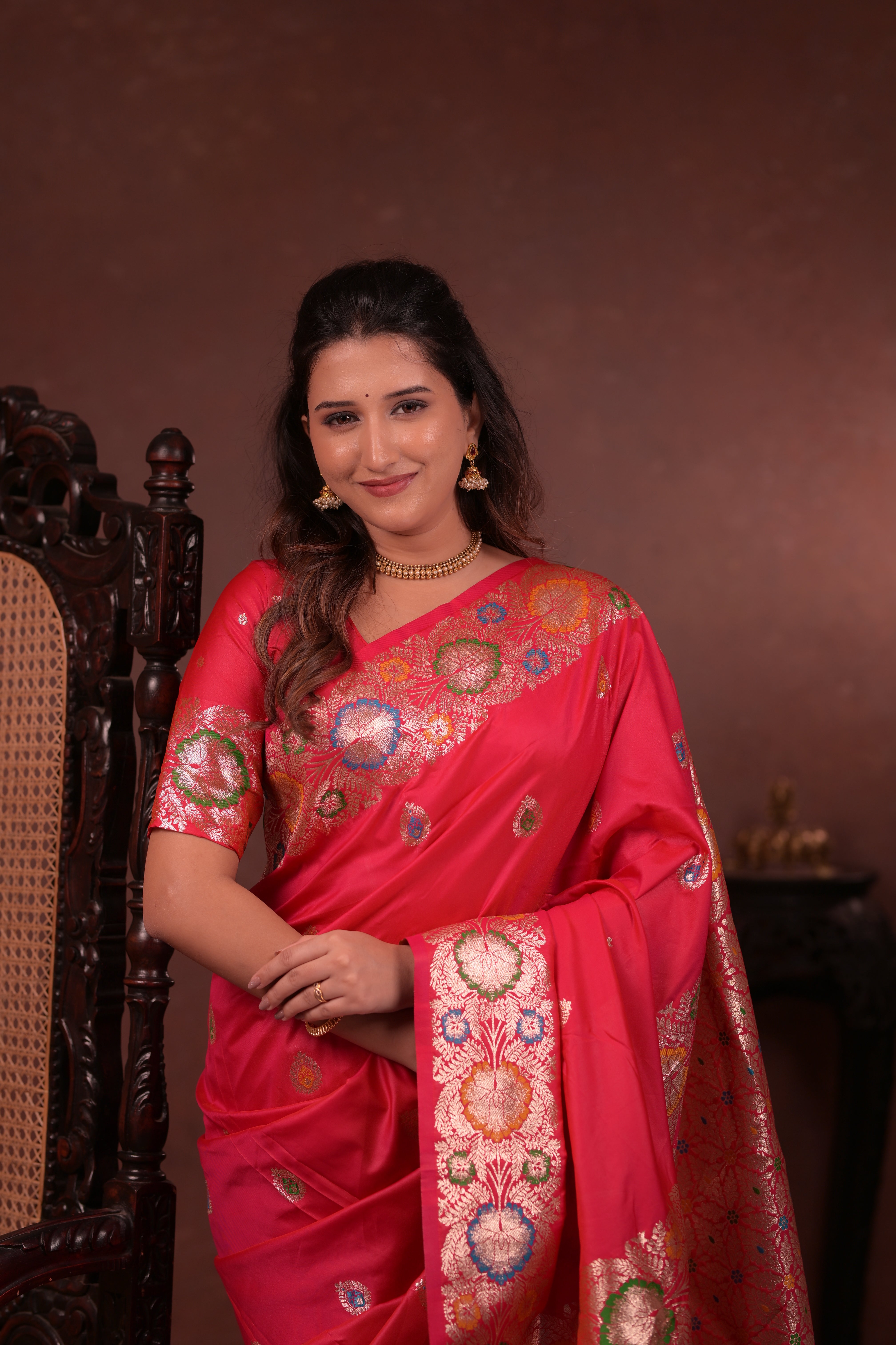 Red Paithani Woven Silk Saree