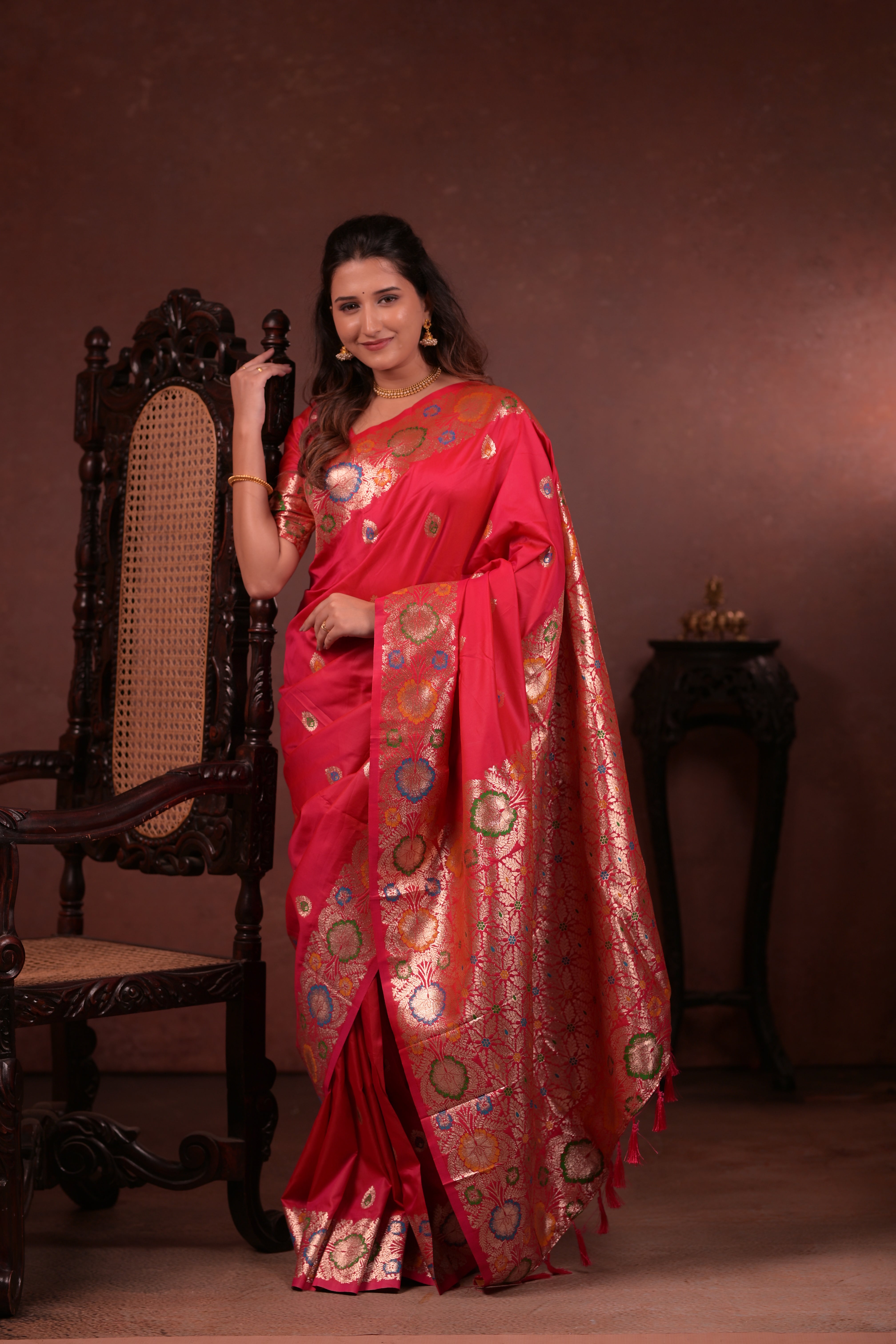 Red Paithani Woven Silk Saree
