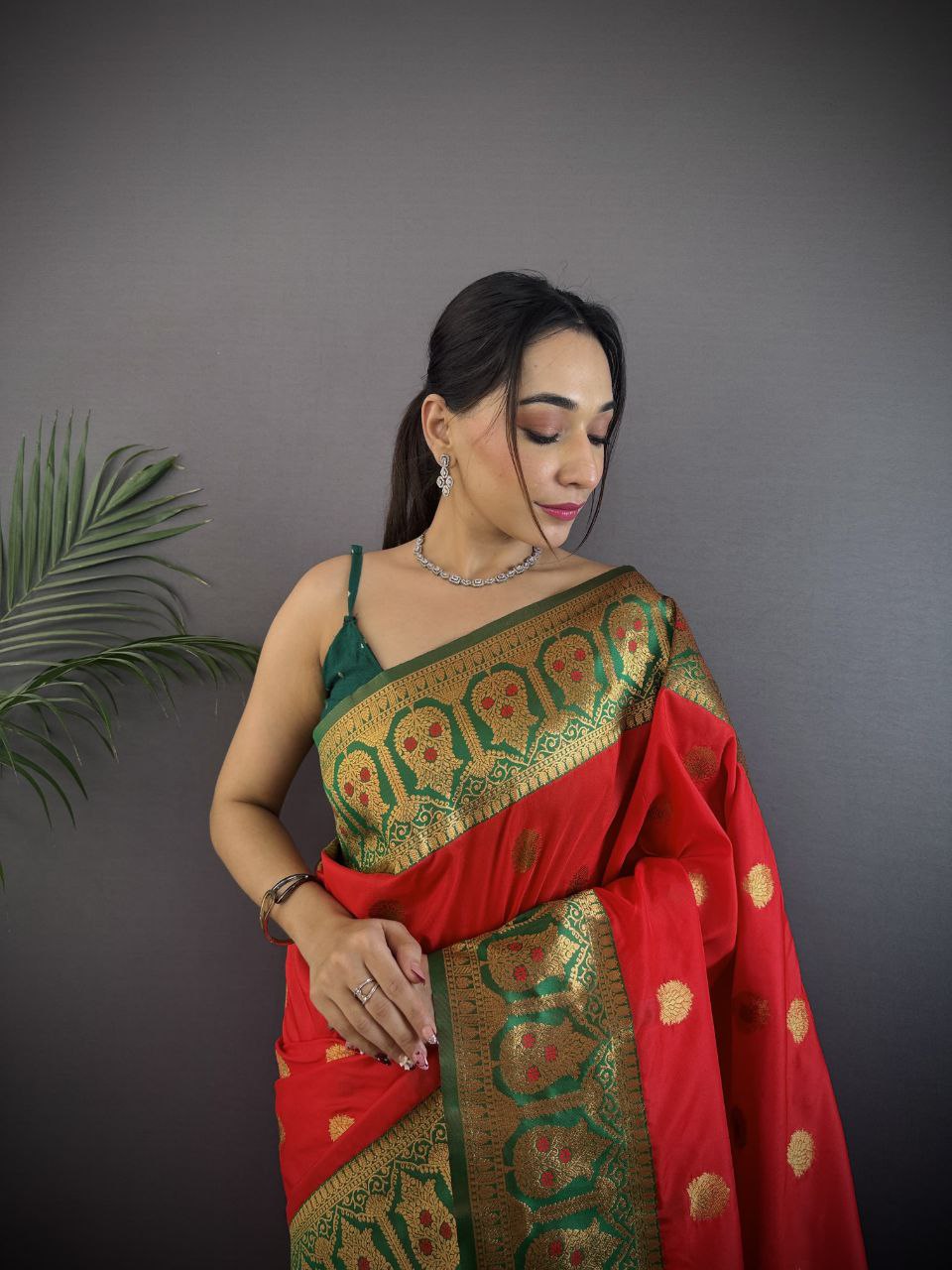 Red Pure Soft Banarasi Silk Saree
