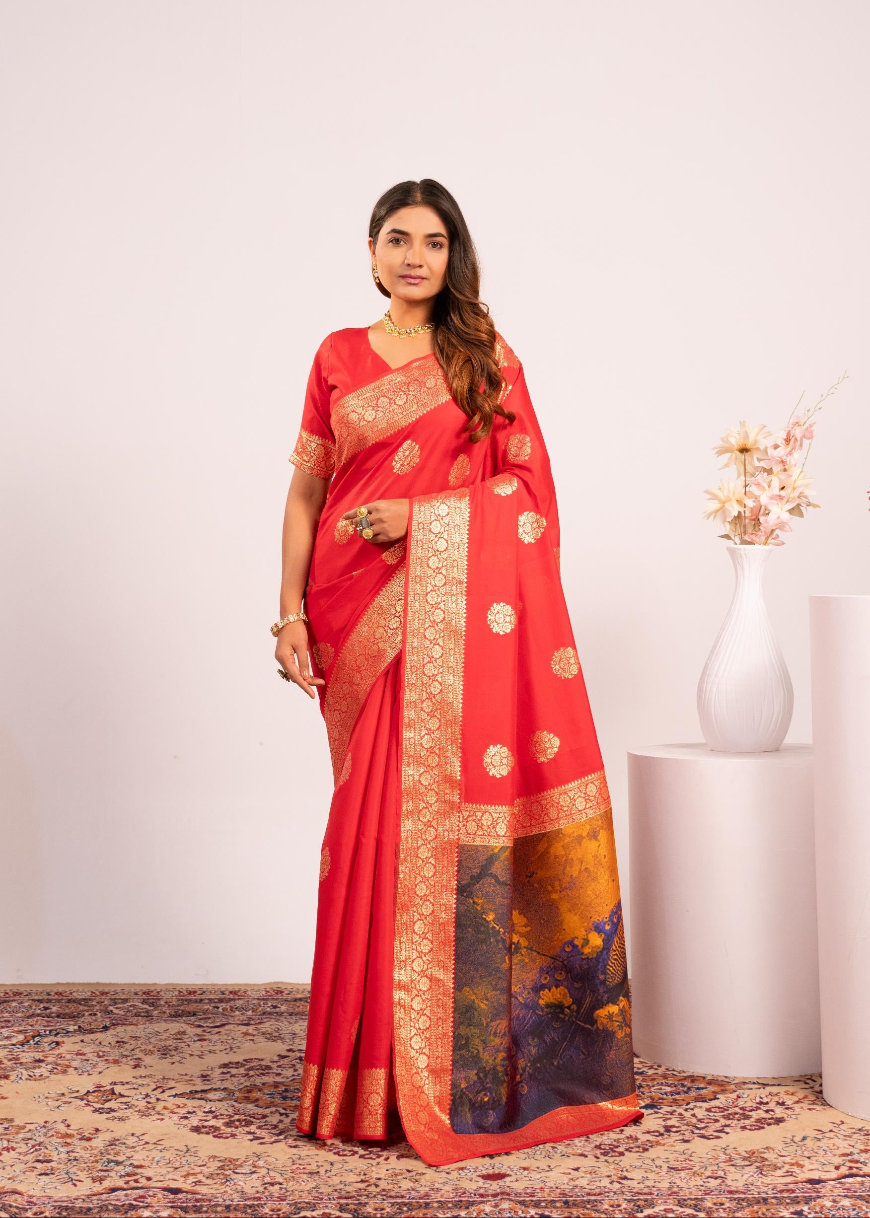 Red Soft Banarasi Silk Saree
