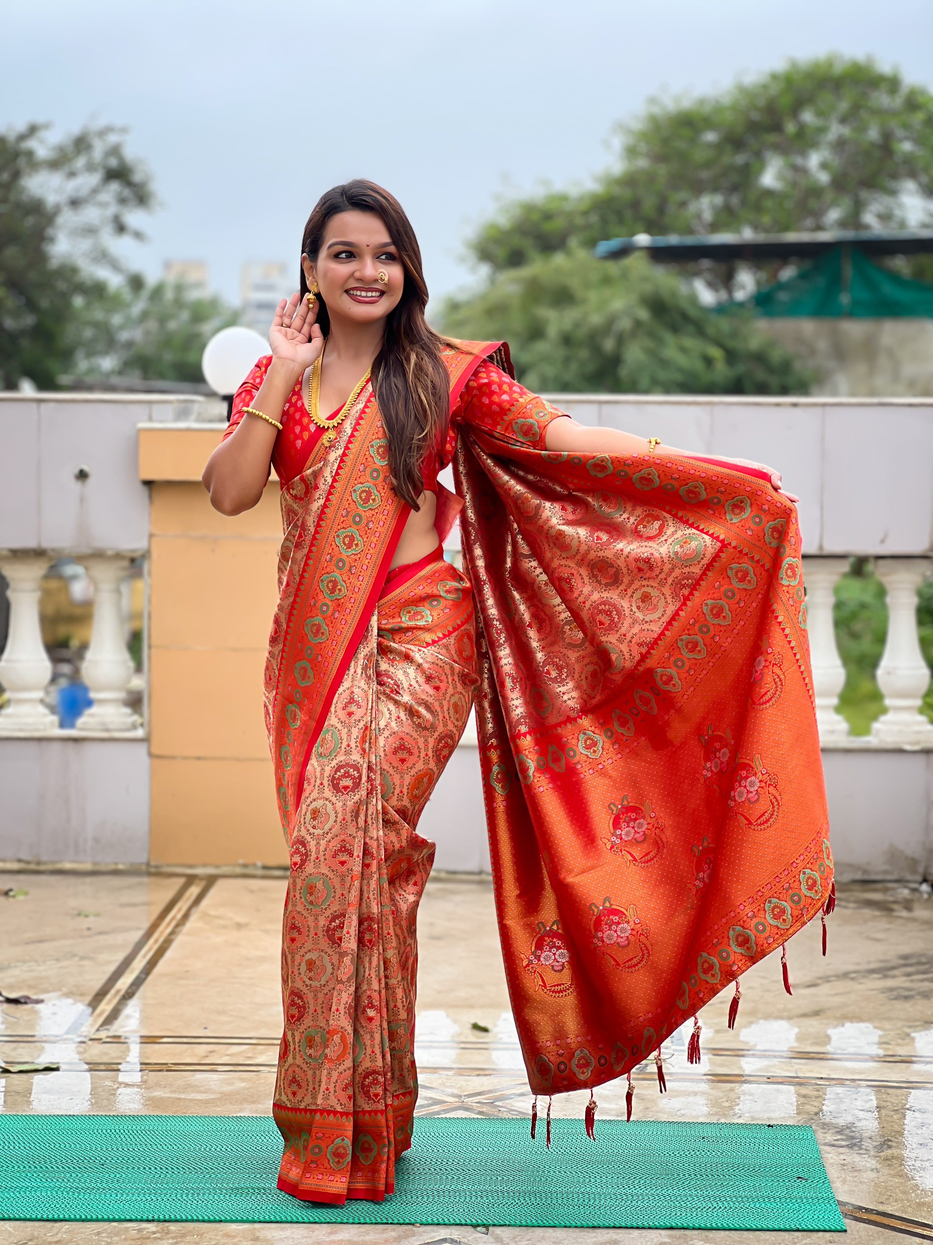 Red Soft Kanjivaram Paithani Silk Saree
