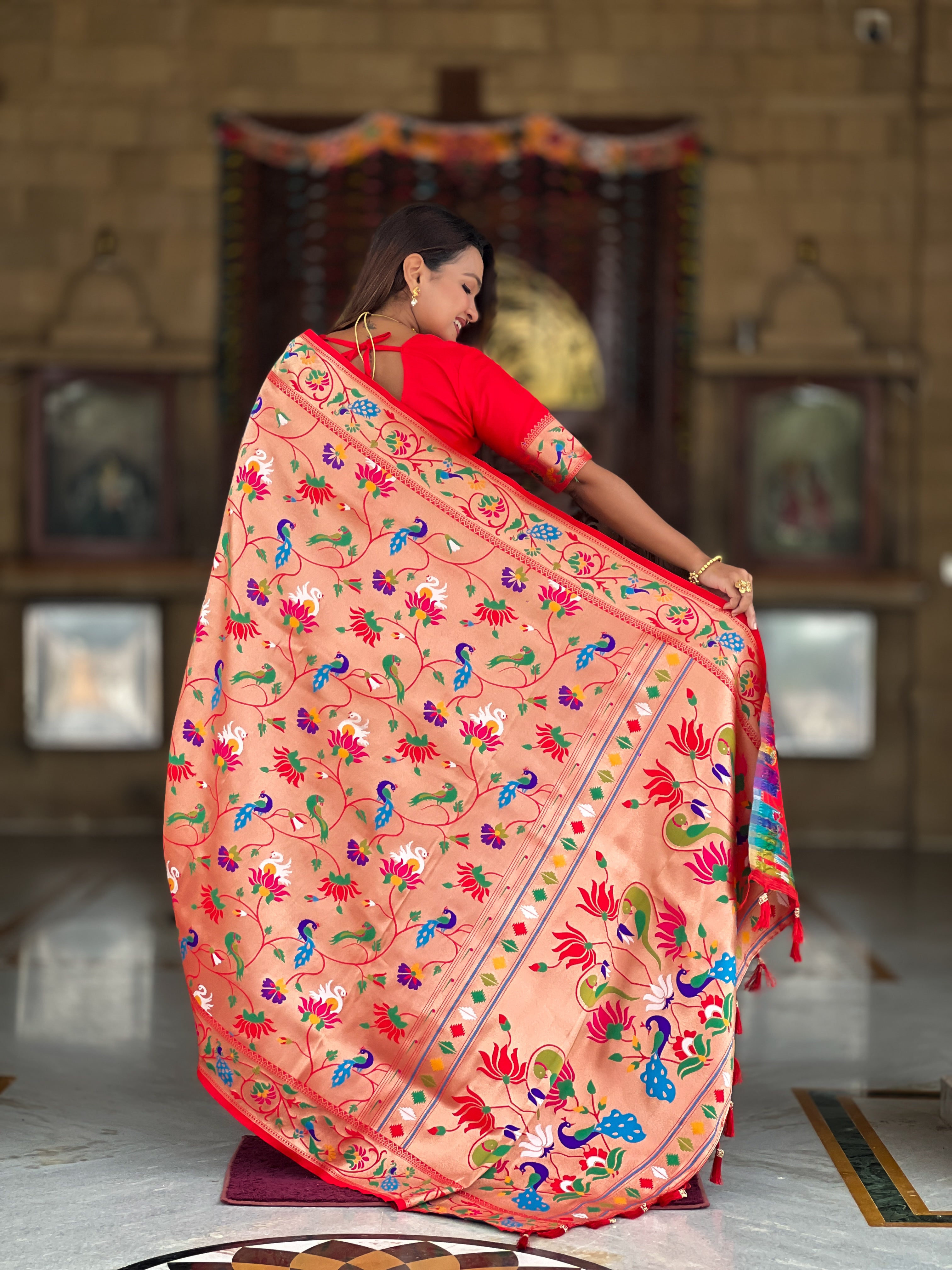 Red Soft Kanjivaram Paithani Silk Saree