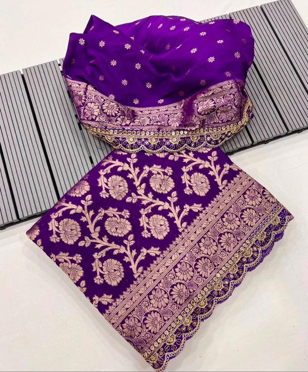 Purple Traditional Litchi Silk Saree