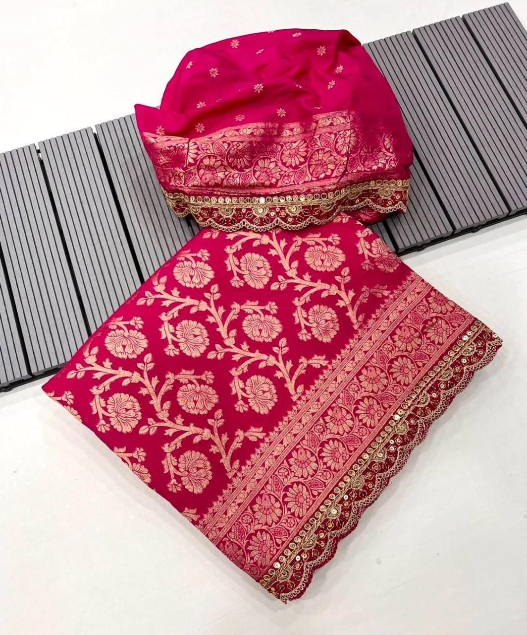 Rani Pink Traditional Litchi Silk Saree