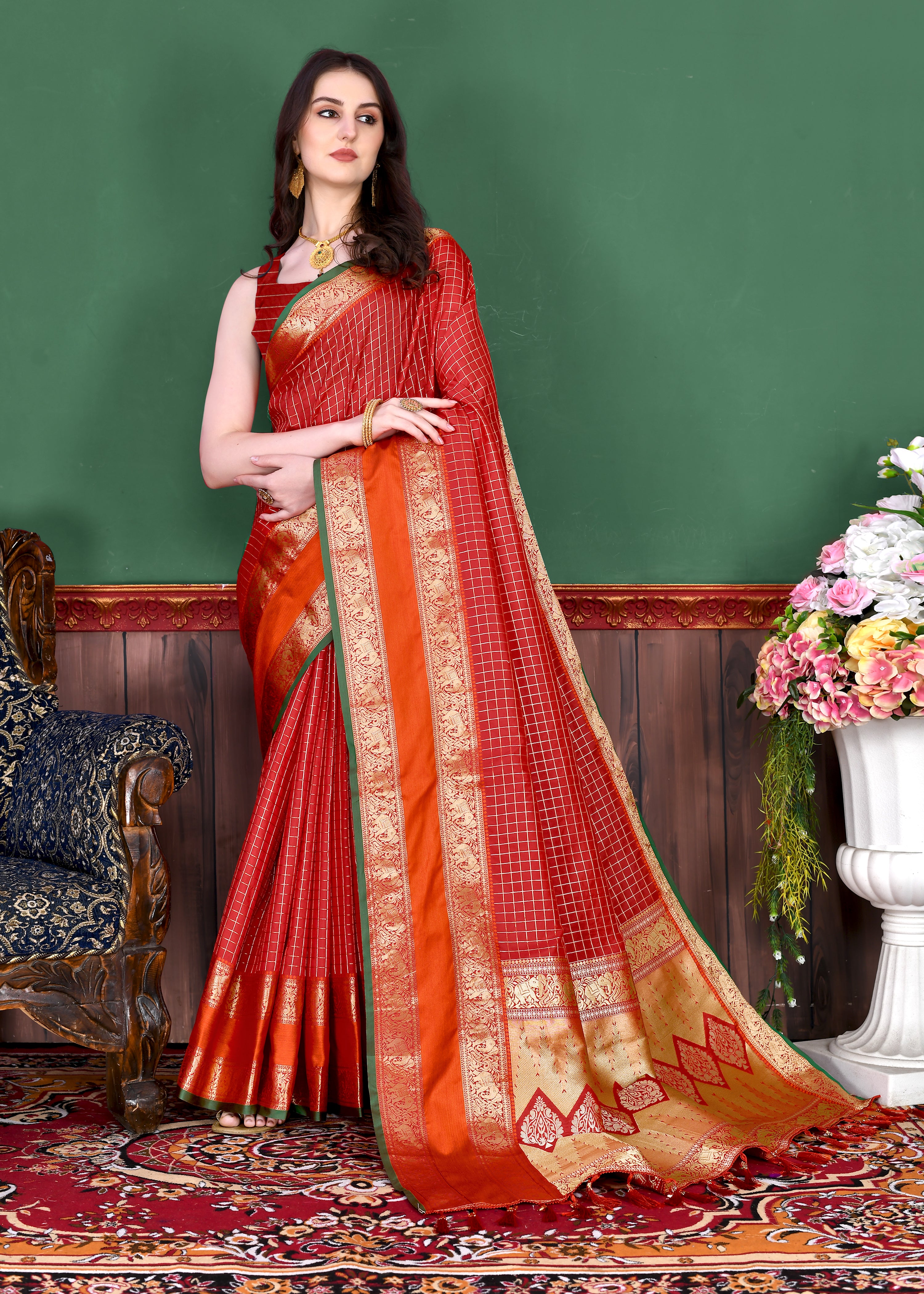 Red Wedding Wear Soft Silk Saree