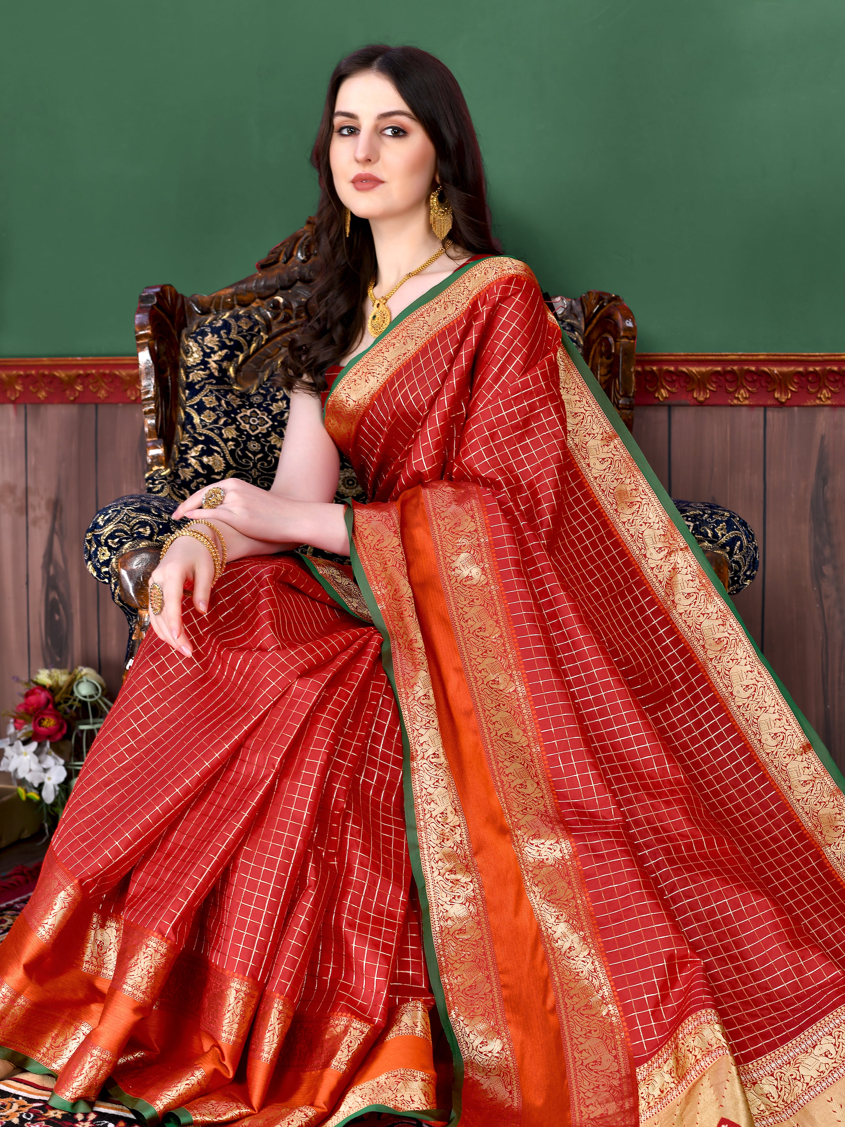 Red Wedding Wear Soft Silk Saree