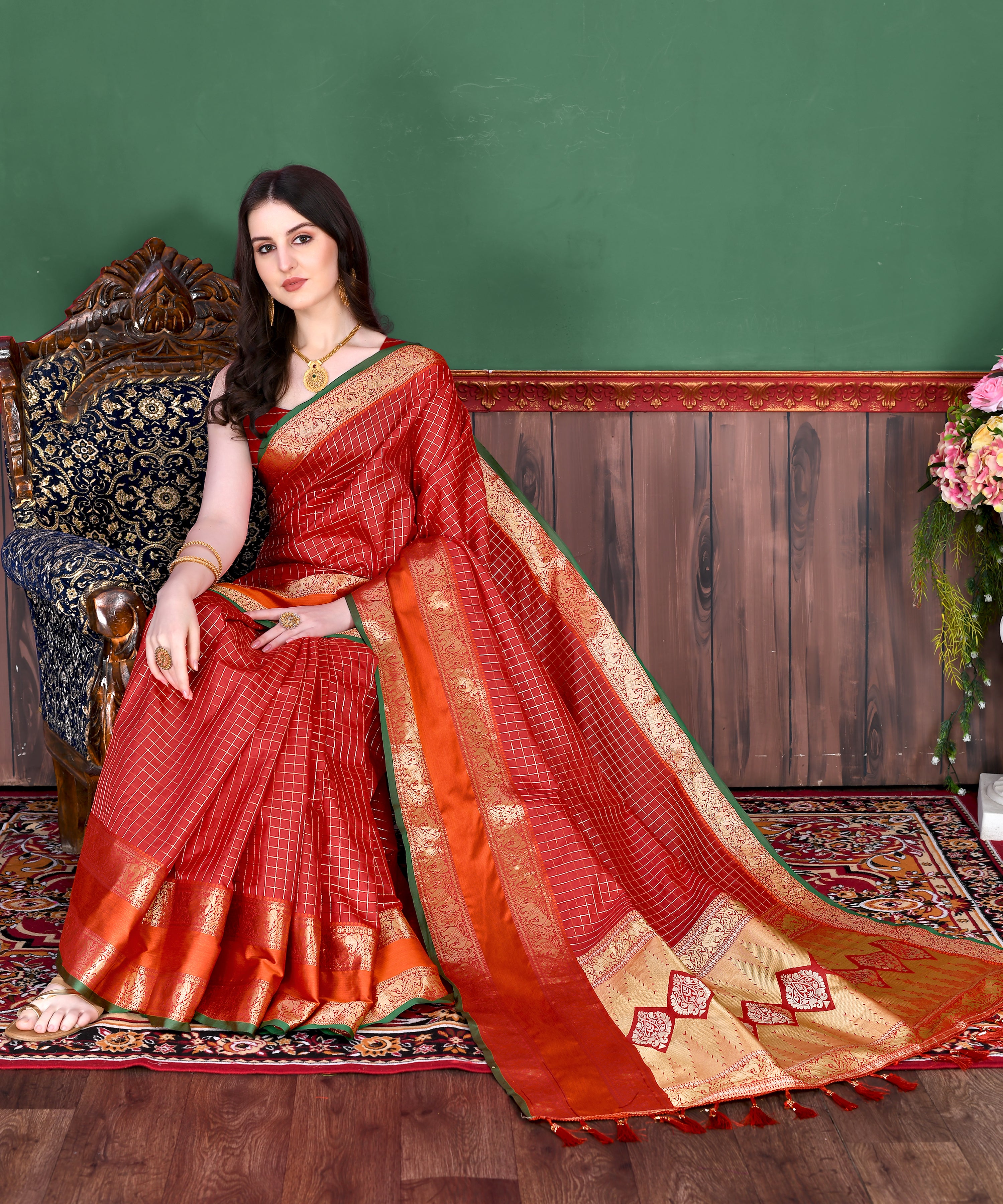 Red Wedding Wear Soft Silk Saree