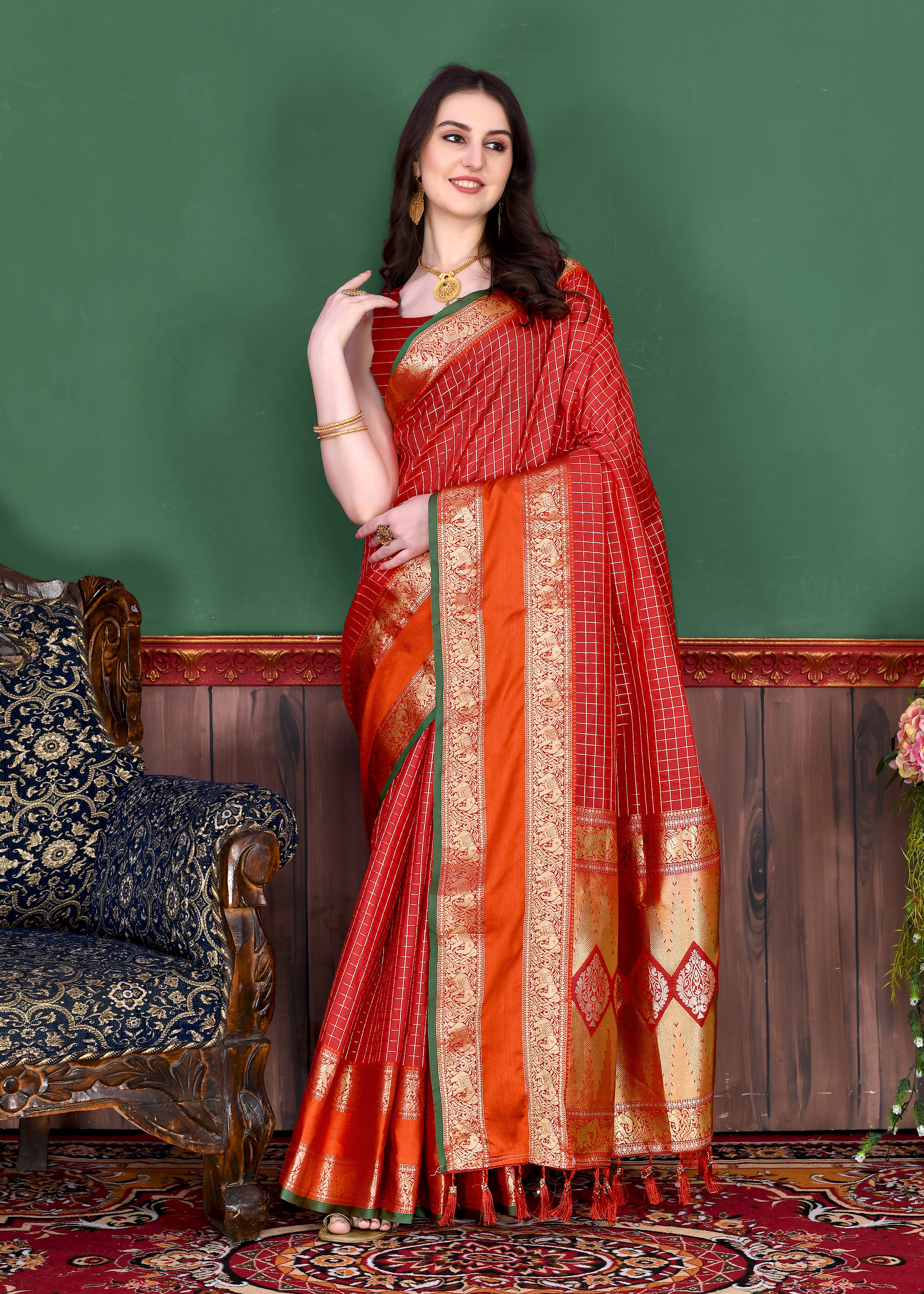 Red Wedding Wear Soft Silk Saree