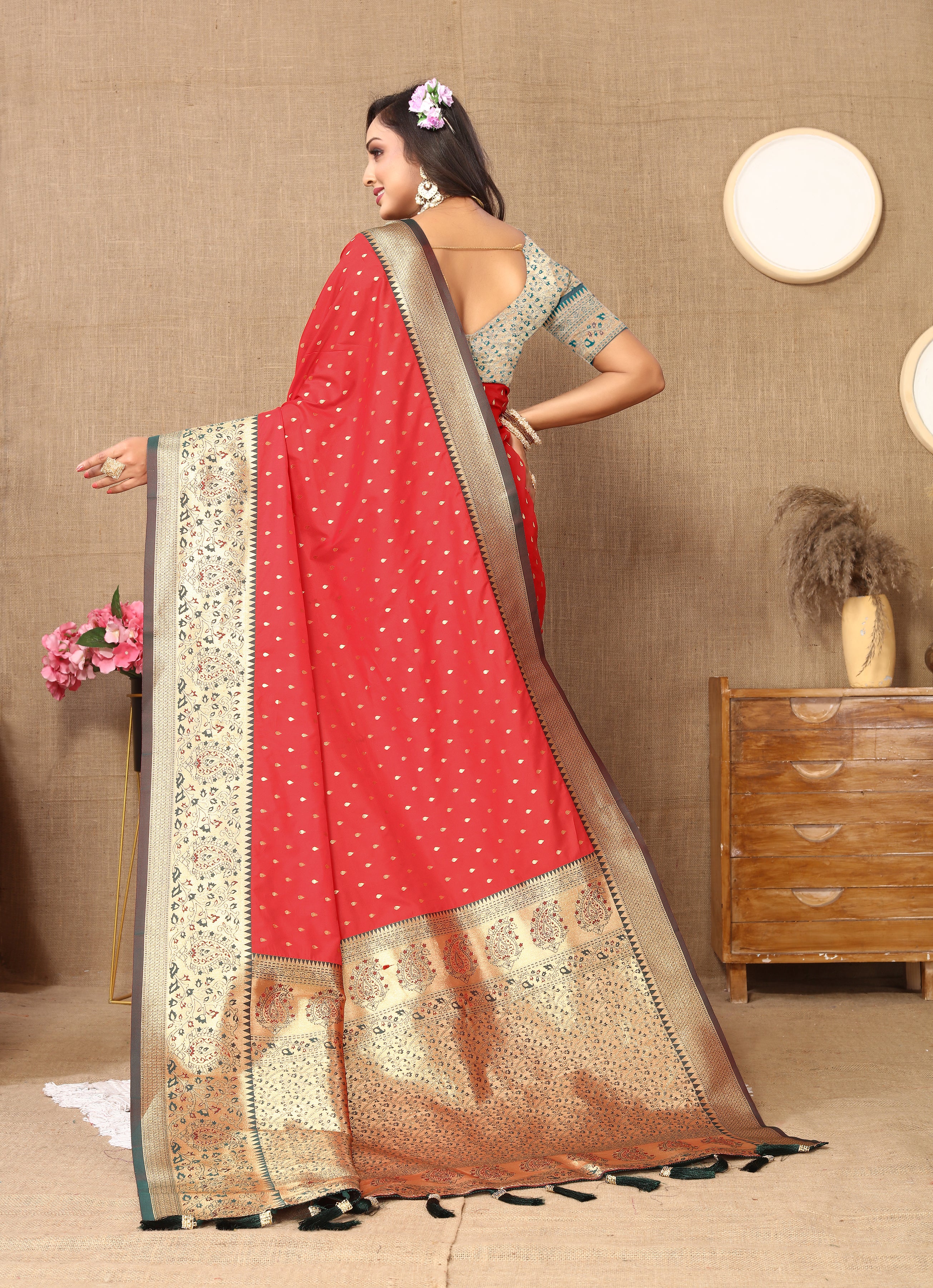 Red Wedding Wear Soft Silk Saree
