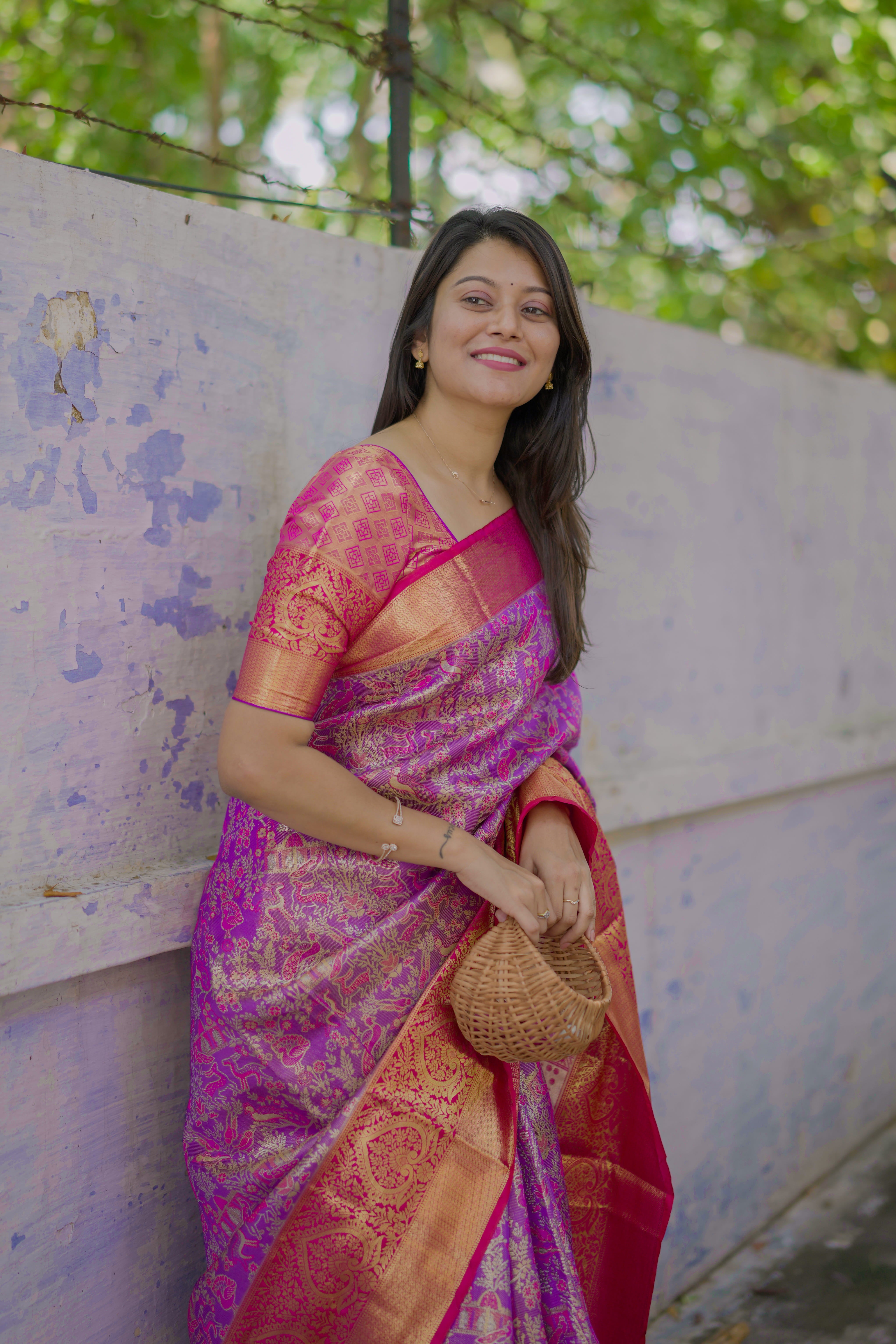 Rich Purple Bridal Kanjivaram Silk Saree