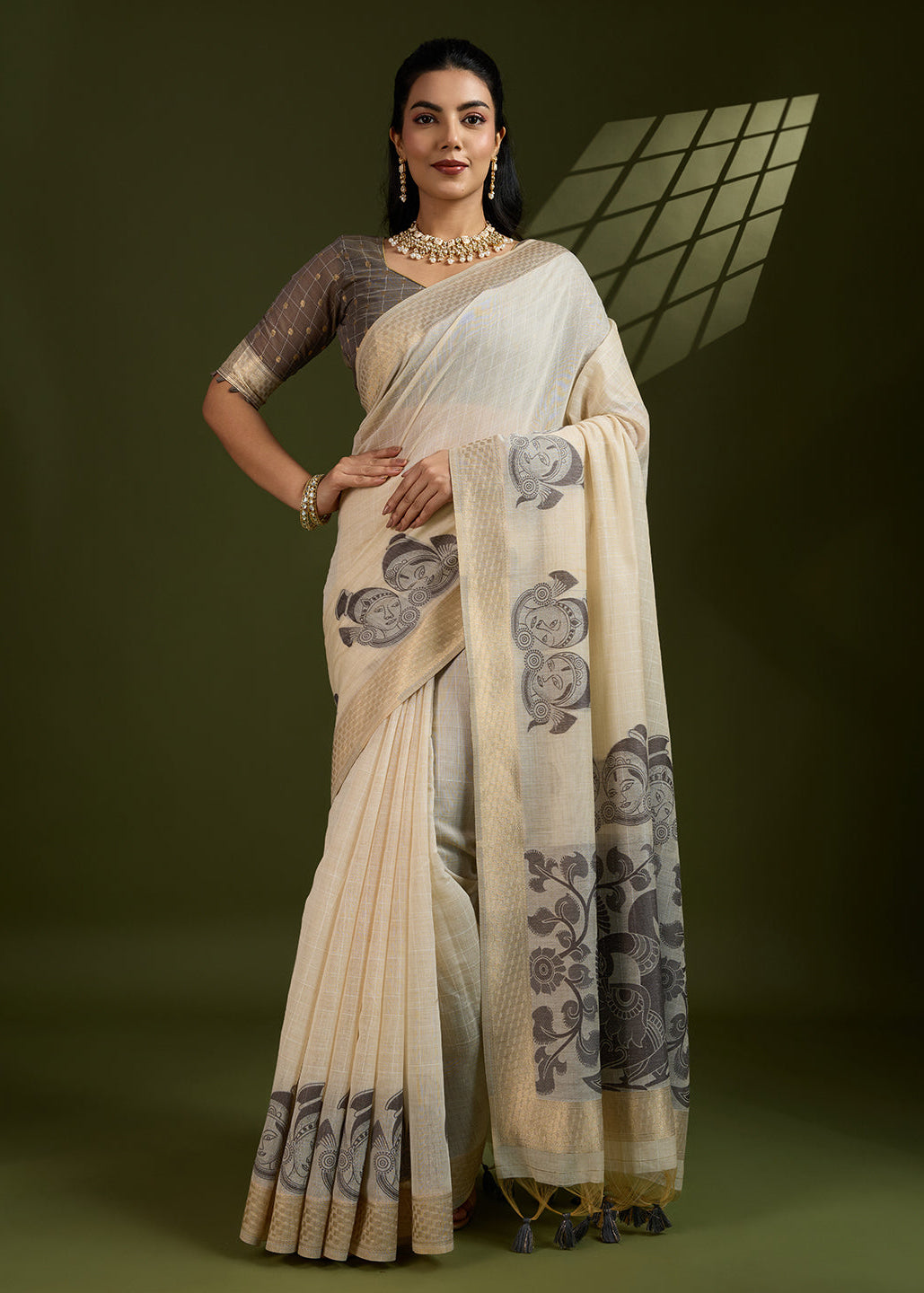 Roman Coffee Muga Cotton Saree