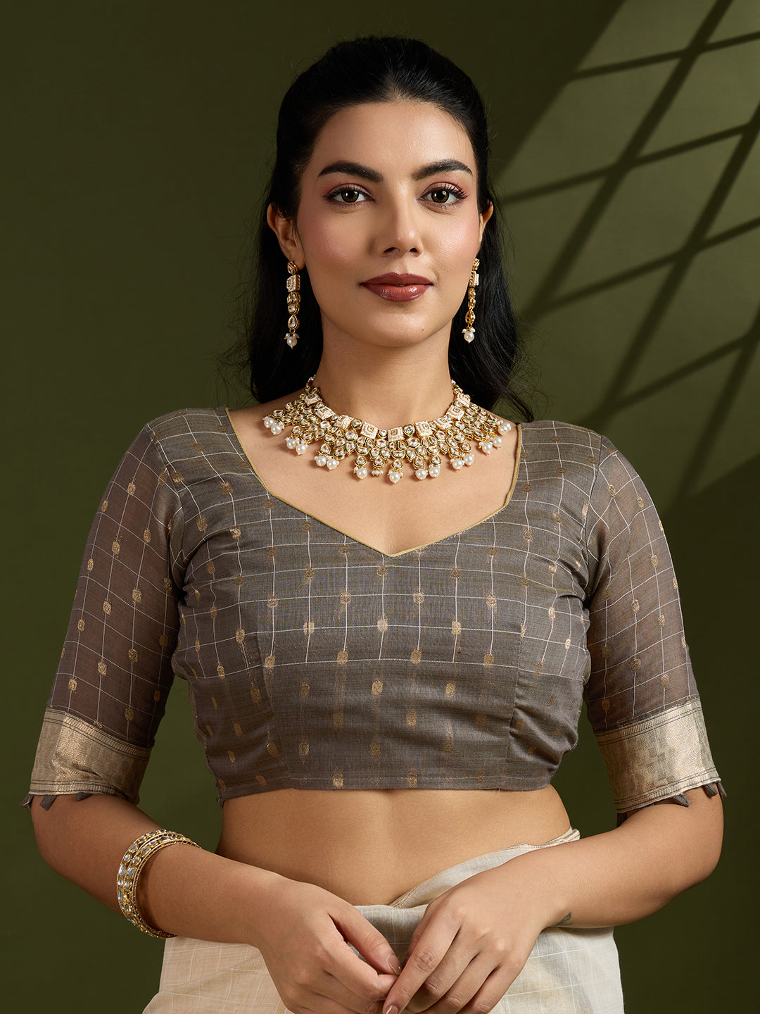 Roman Coffee Muga Cotton Saree