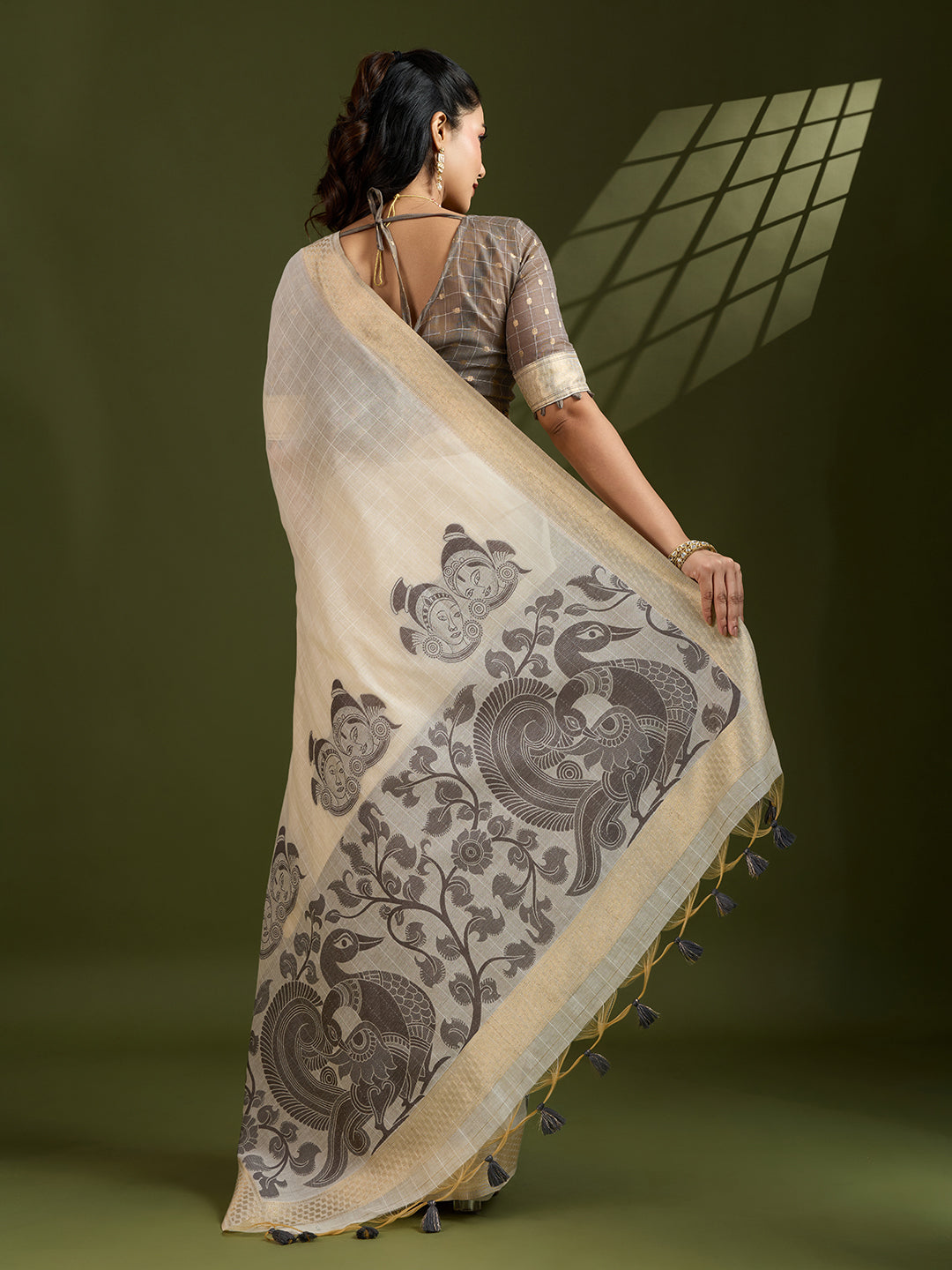 Roman Coffee Muga Cotton Saree