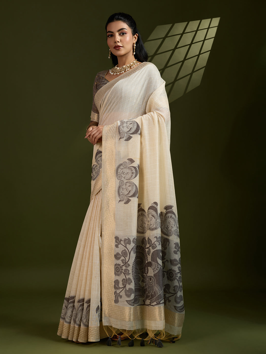 Roman Coffee Muga Cotton Saree