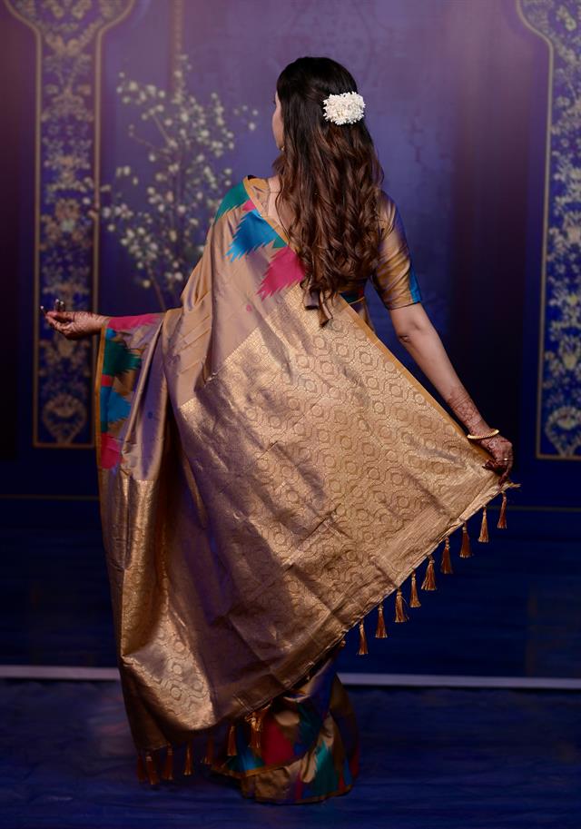 Rosy Brown Triangle Weave Soft Silk Saree