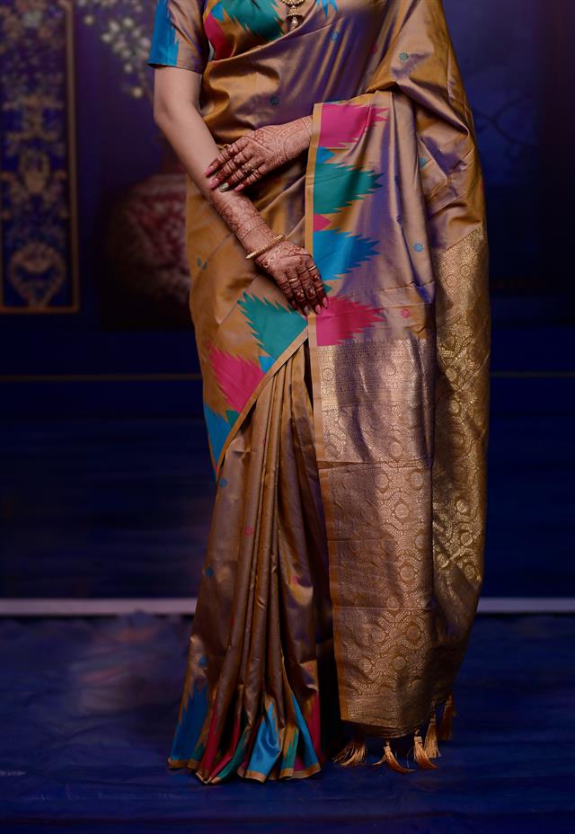 Rosy Brown Triangle Weave Soft Silk Saree