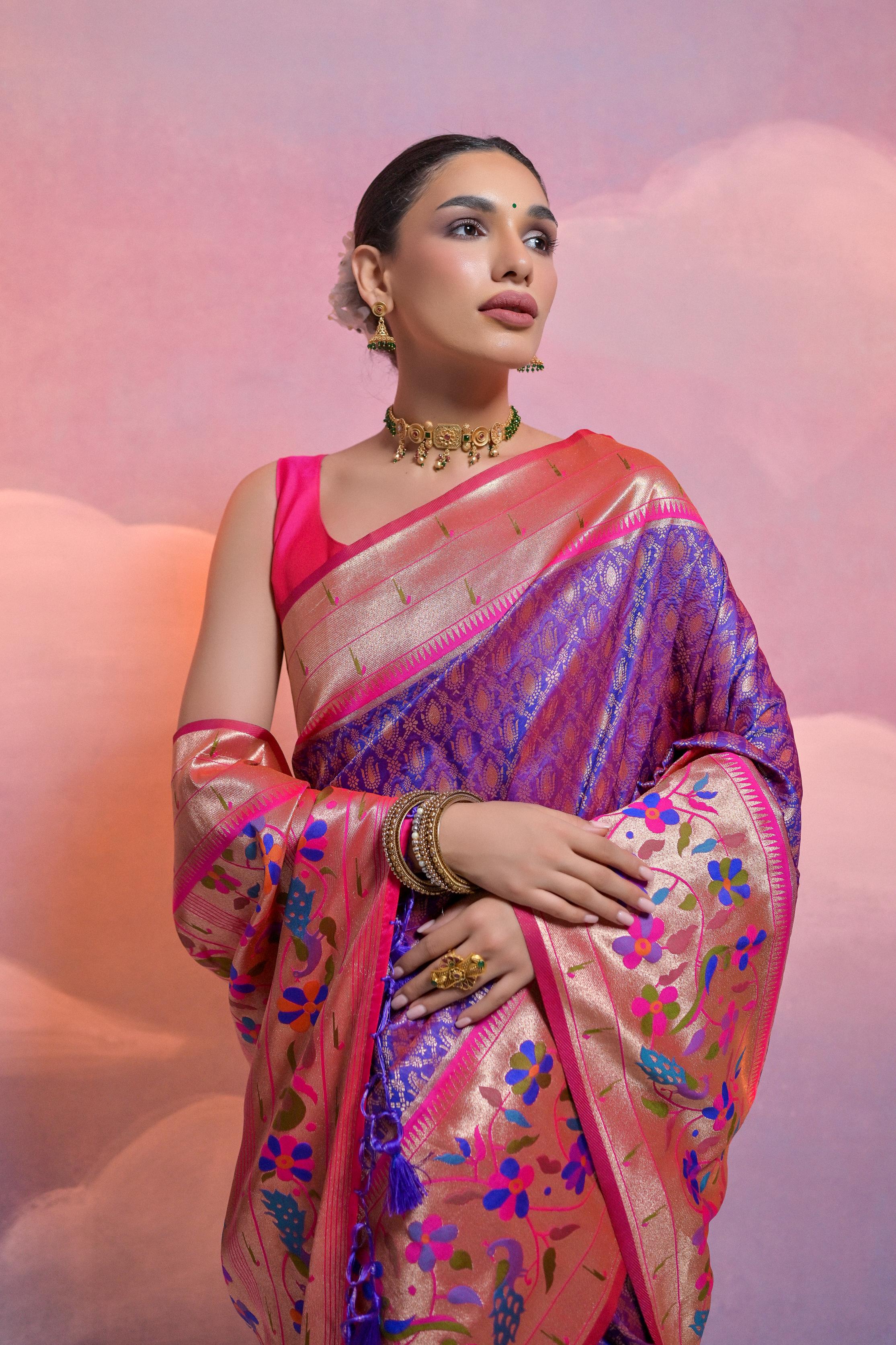 Royal Blue Banarasi Silk Paithani Saree