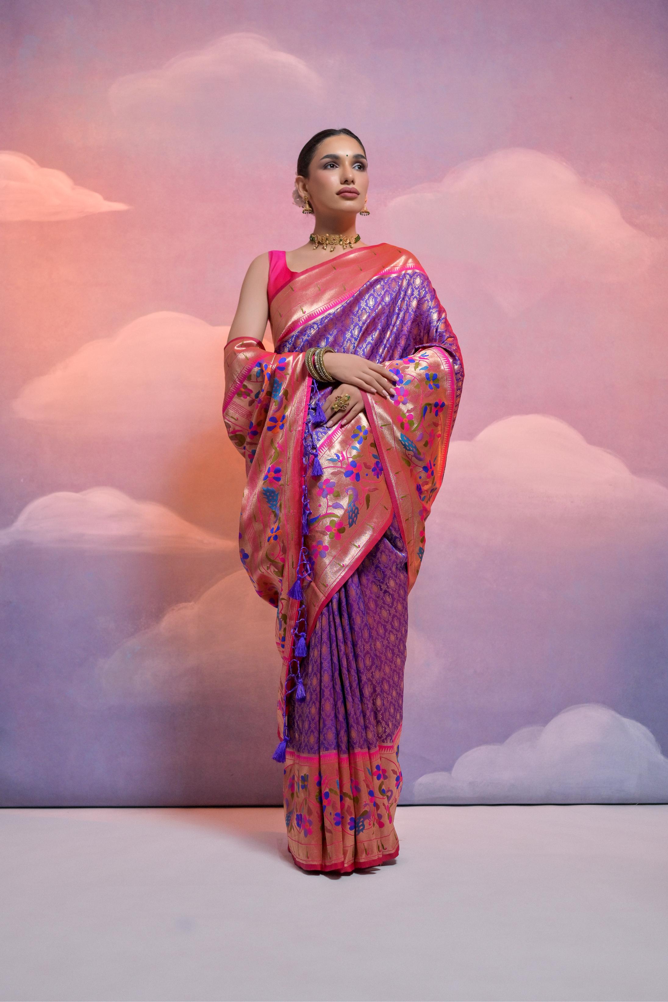 Royal Blue Banarasi Silk Paithani Saree