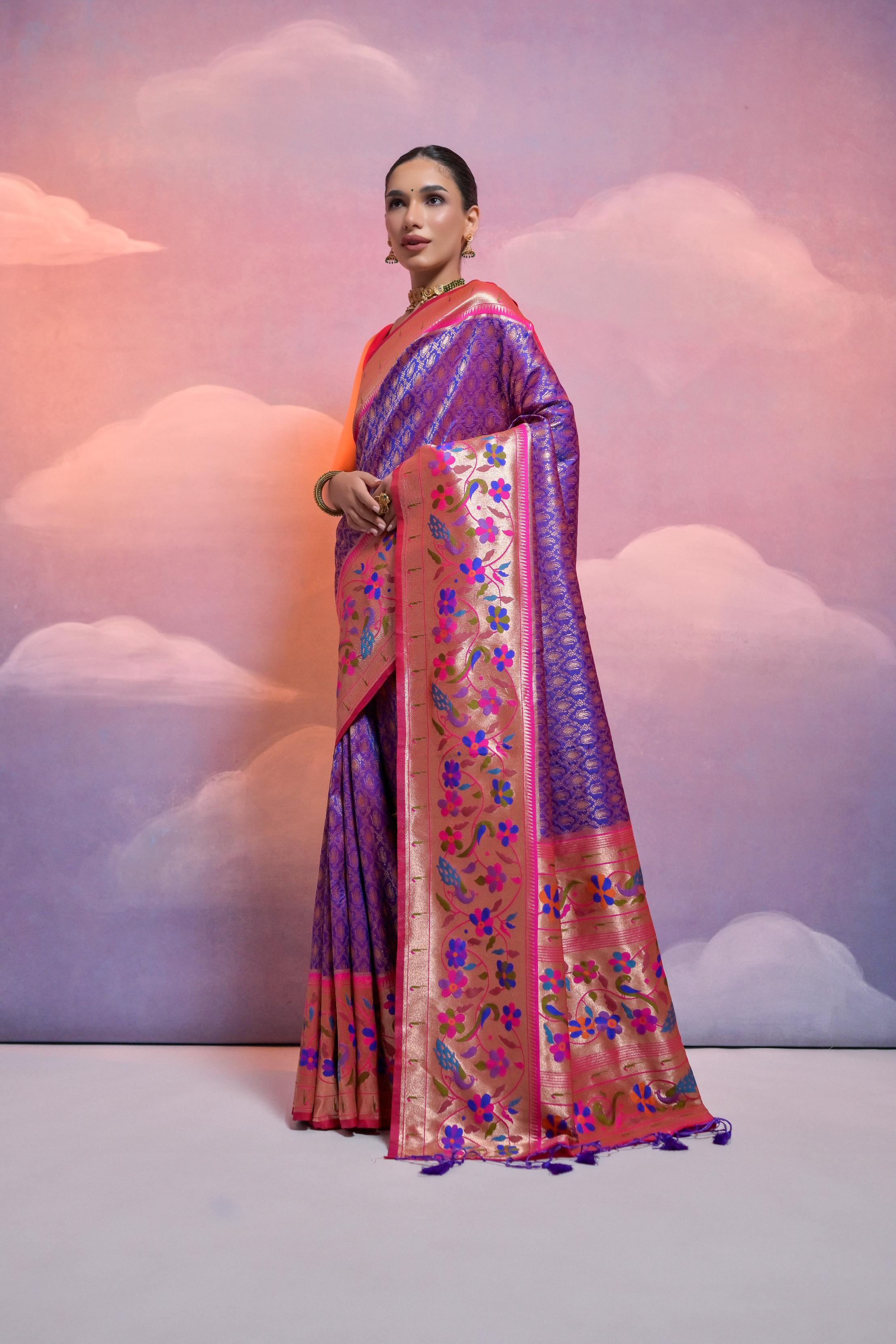 Royal Blue Banarasi Silk Paithani Saree