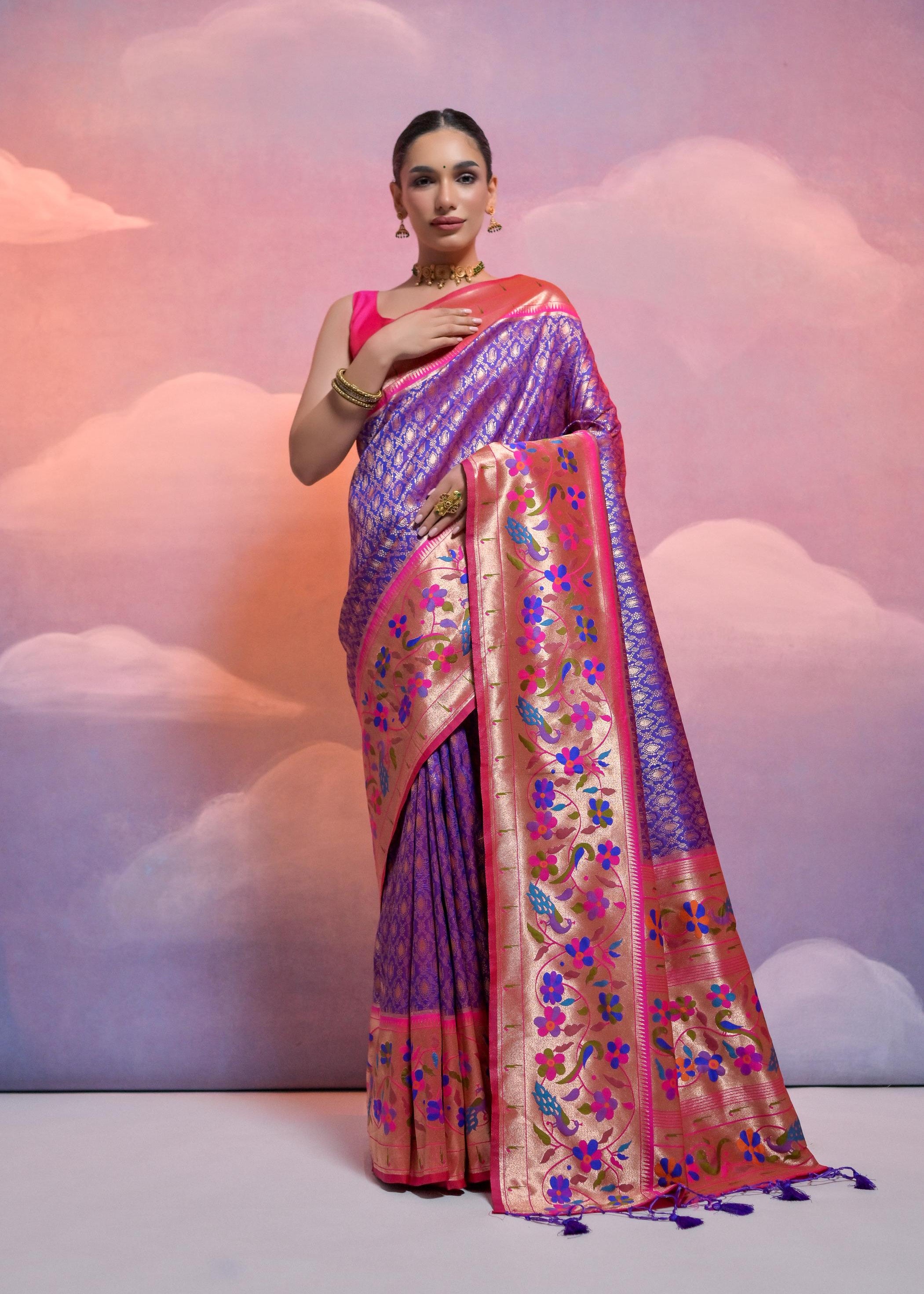 Royal Blue Banarasi Silk Paithani Saree