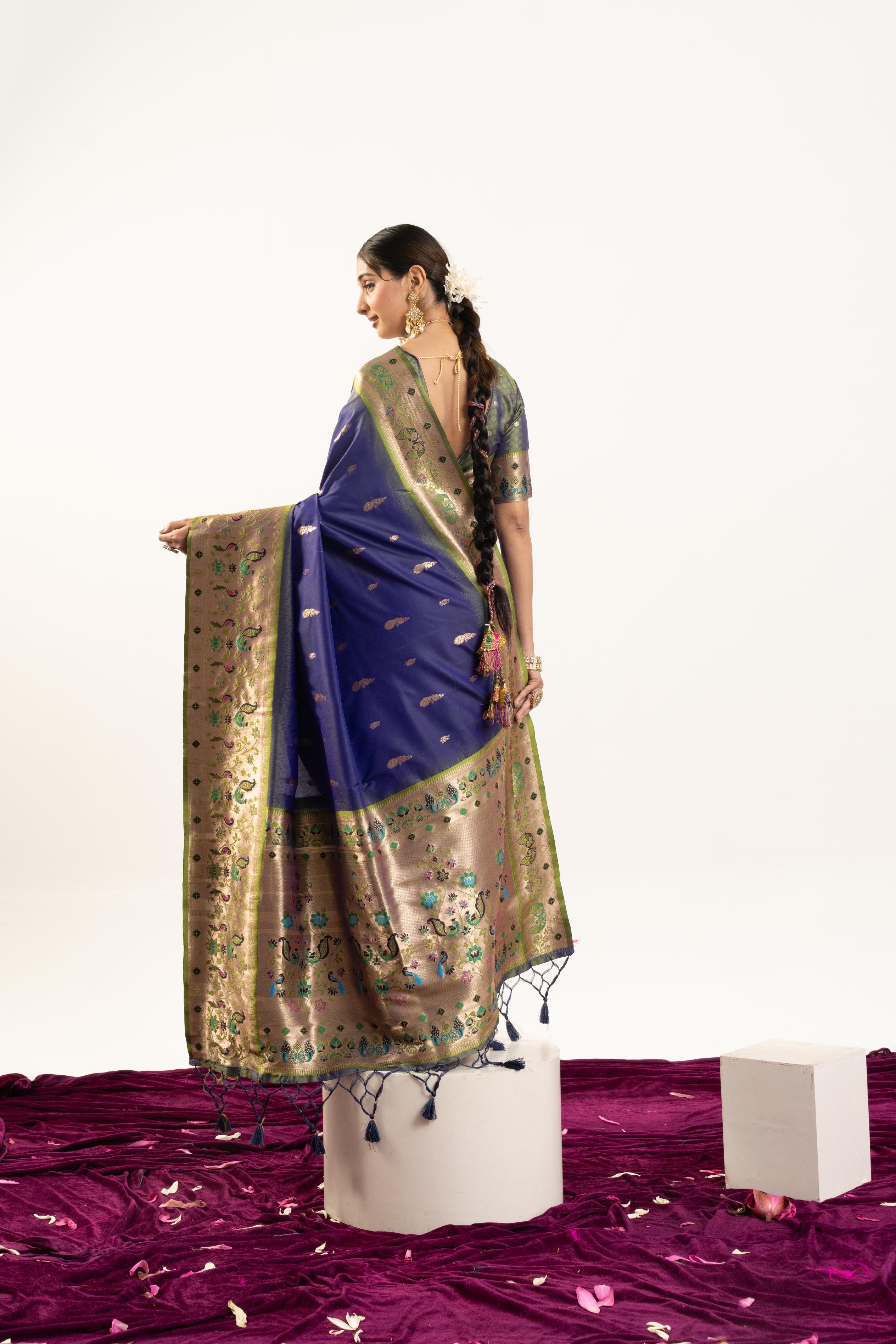 Royal Blue Banarasi Silk Paithani Saree